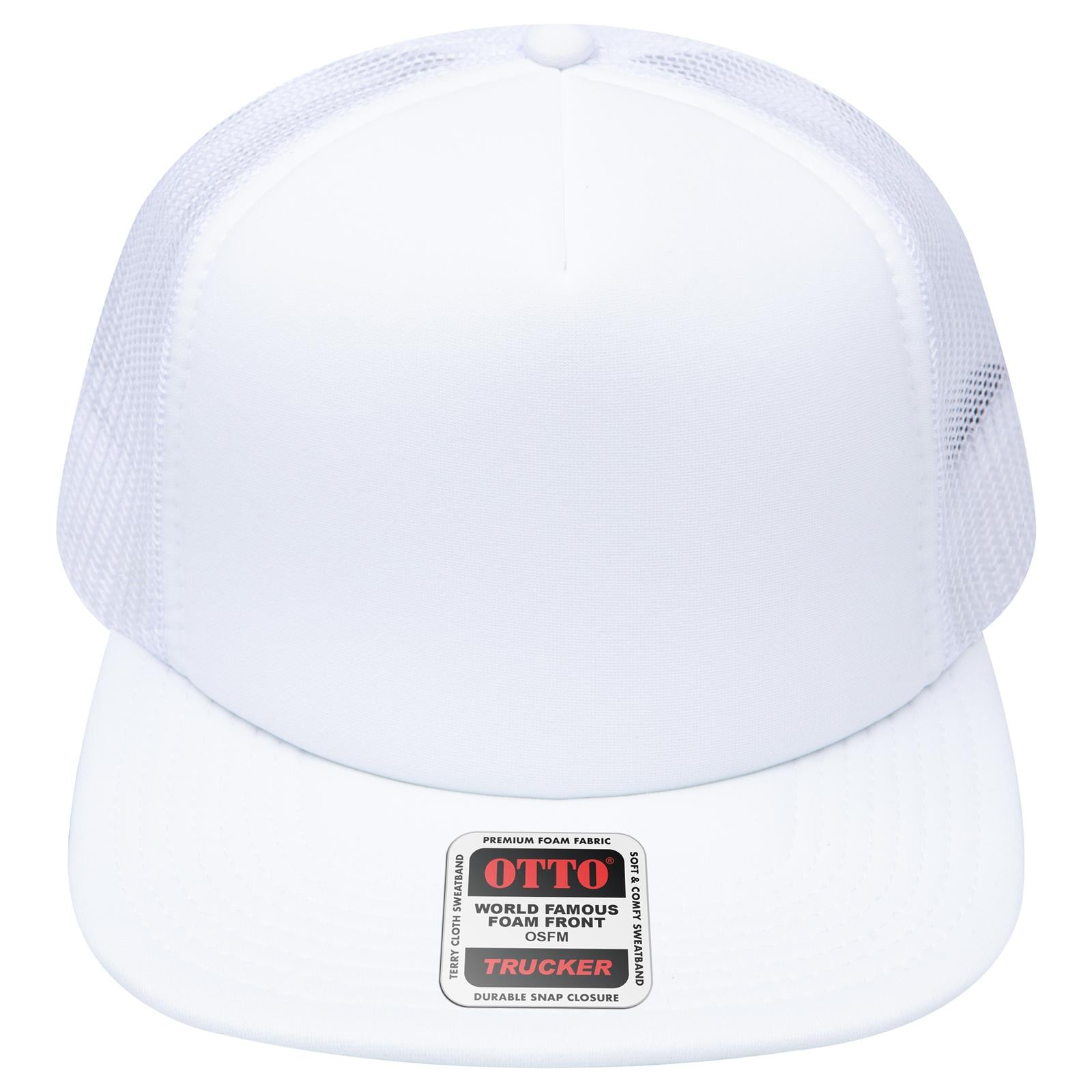 Right View of 016 - White OTTO CAP "OTTO SNAP" 5 Panel High Crown Mesh Back Trucker Snapback Hat