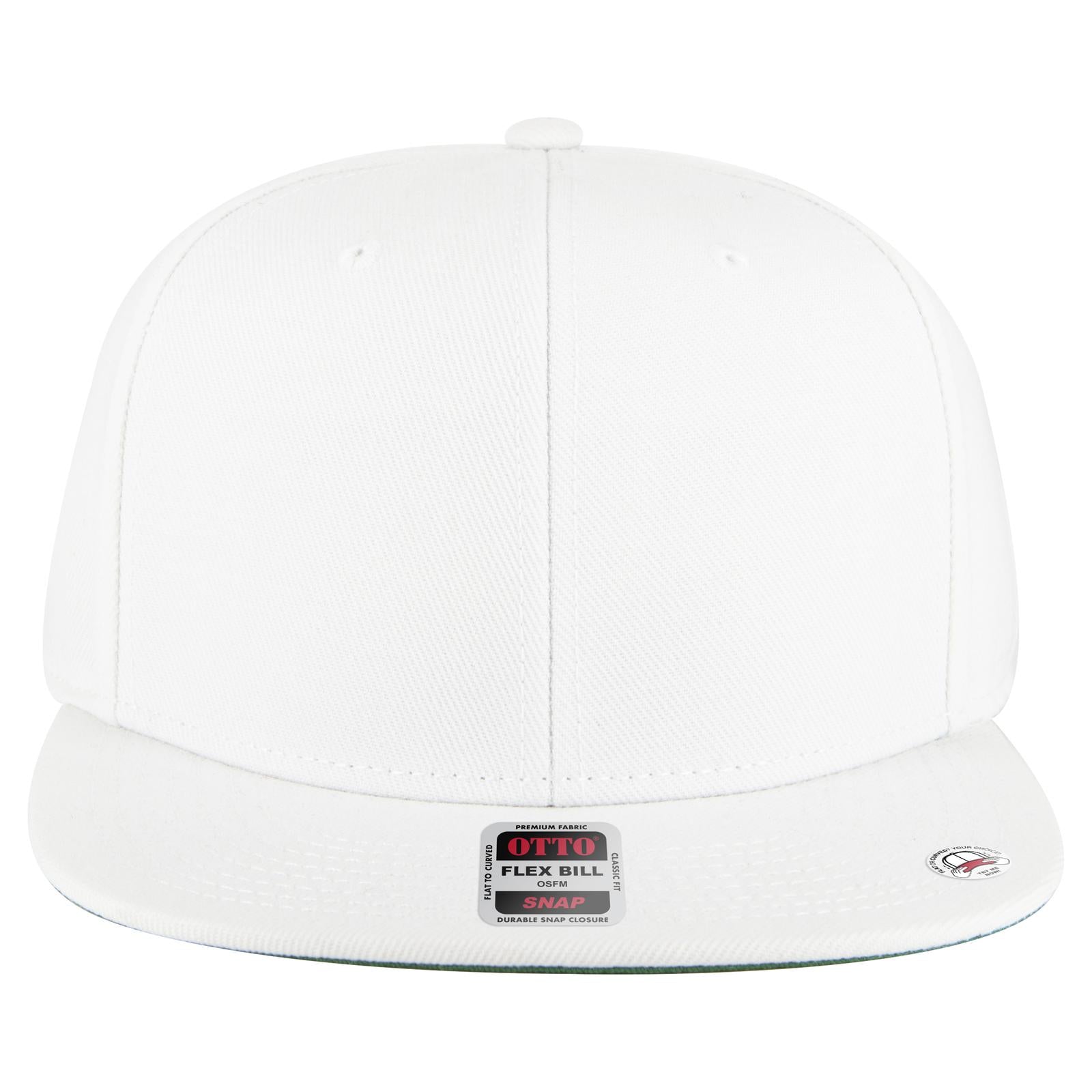 Front View of 016A - White OTTO CAP "OTTO SNAP" 6 Panel Pro Style Snapback Hat