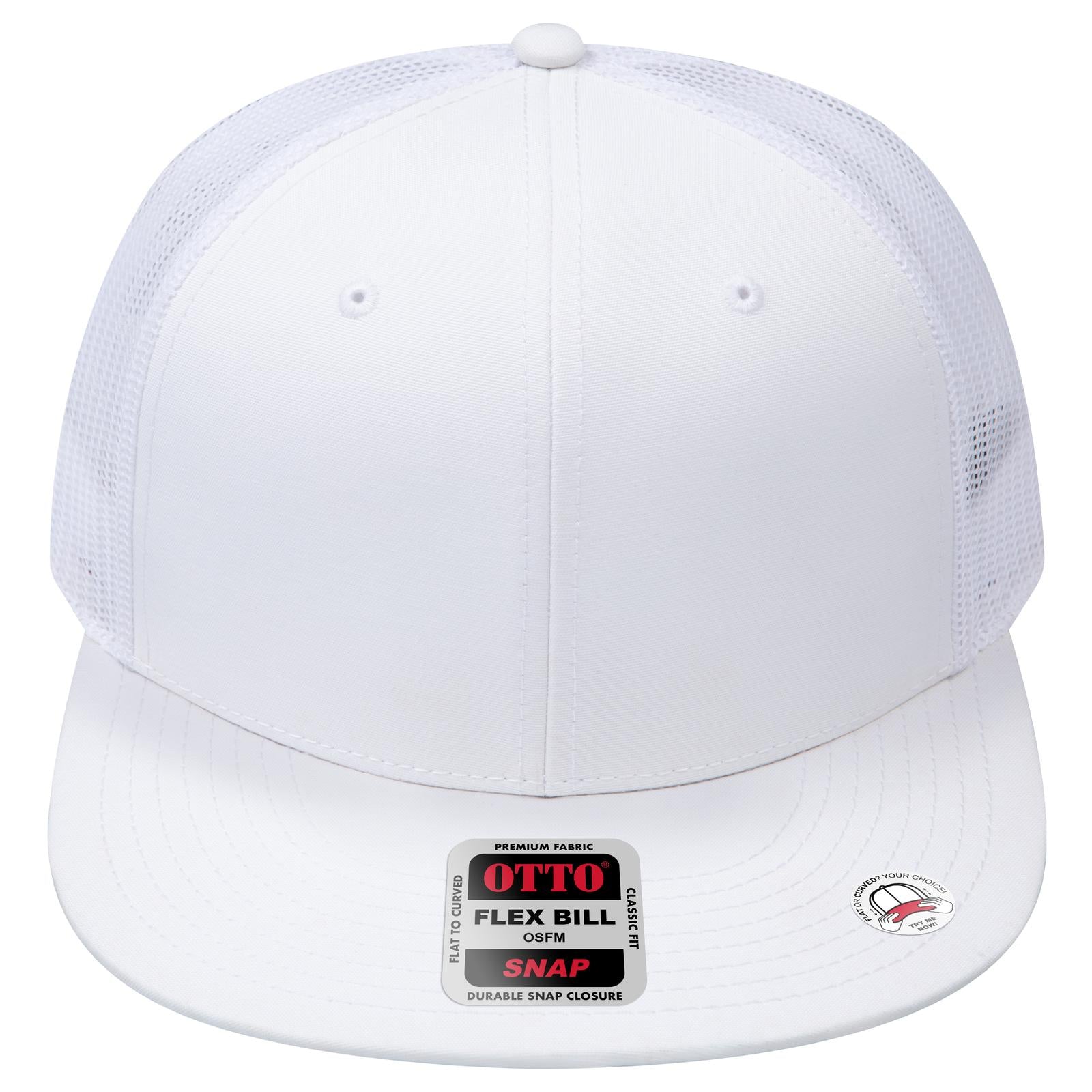Right View of 016C - White OTTO CAP "OTTO SNAP" 6 Panel Pro Style Mesh Back Trucker Snapback Hat