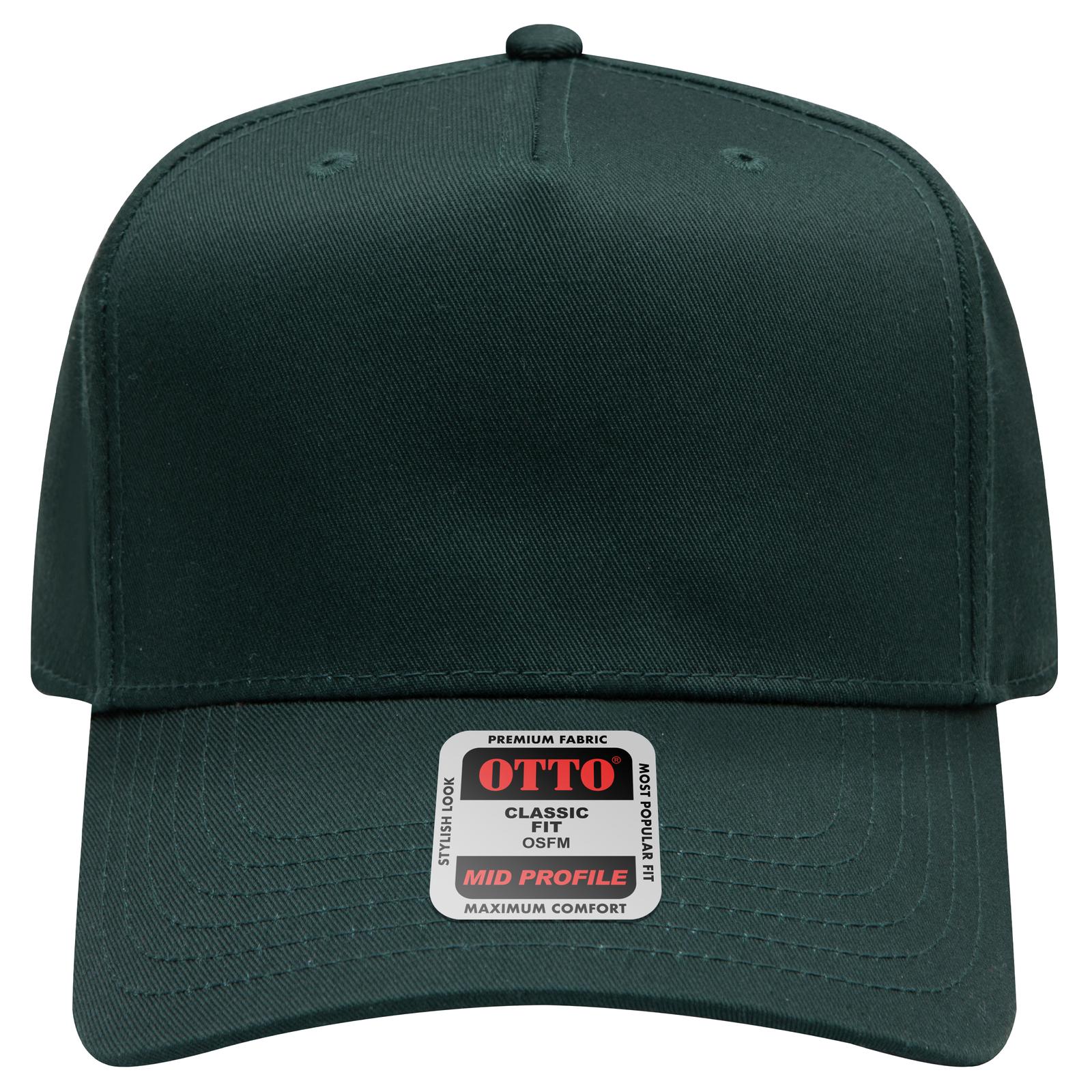 Front View of 017 - Dk. Green OTTO CAP 5 Panel Mid Profile Baseball Cap