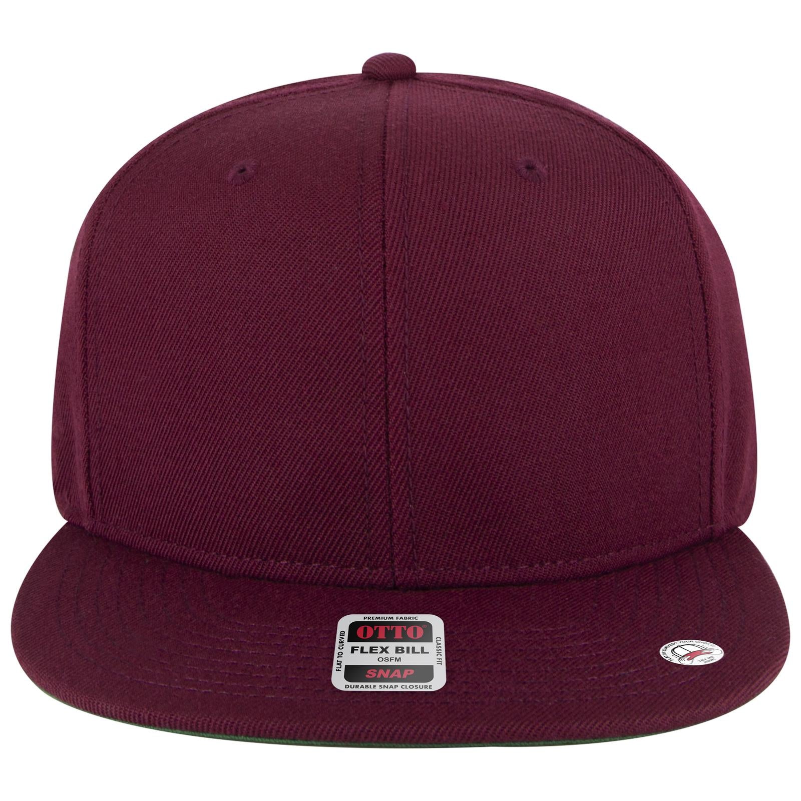 Front View of 019A - Burg. Marn OTTO CAP "OTTO SNAP" 6 Panel Pro Style Snapback Hat