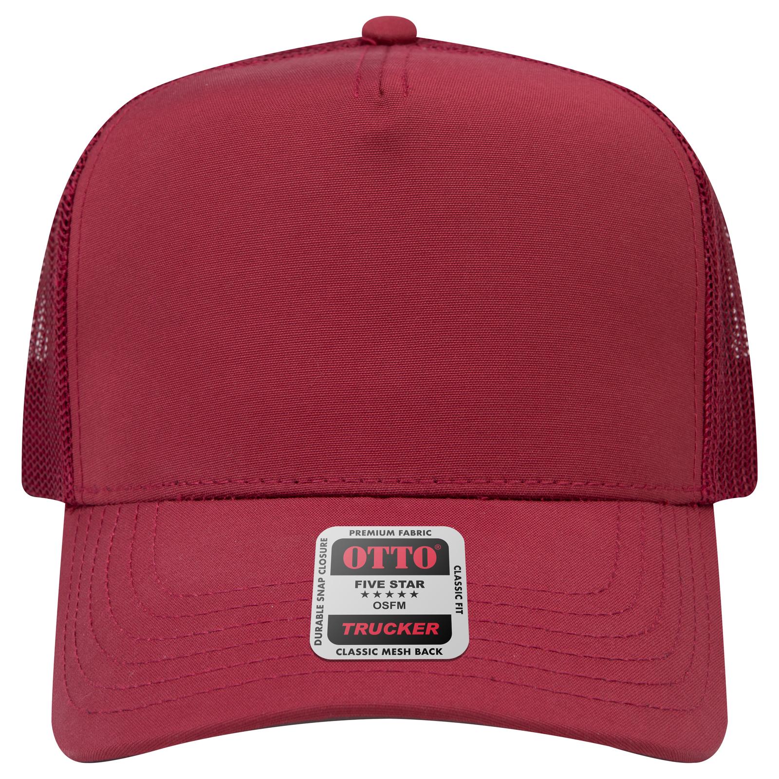 Front View of 019B - Bg Mrn OTTO CAP 5 Panel Mid Profile Mesh Back Trucker Hat