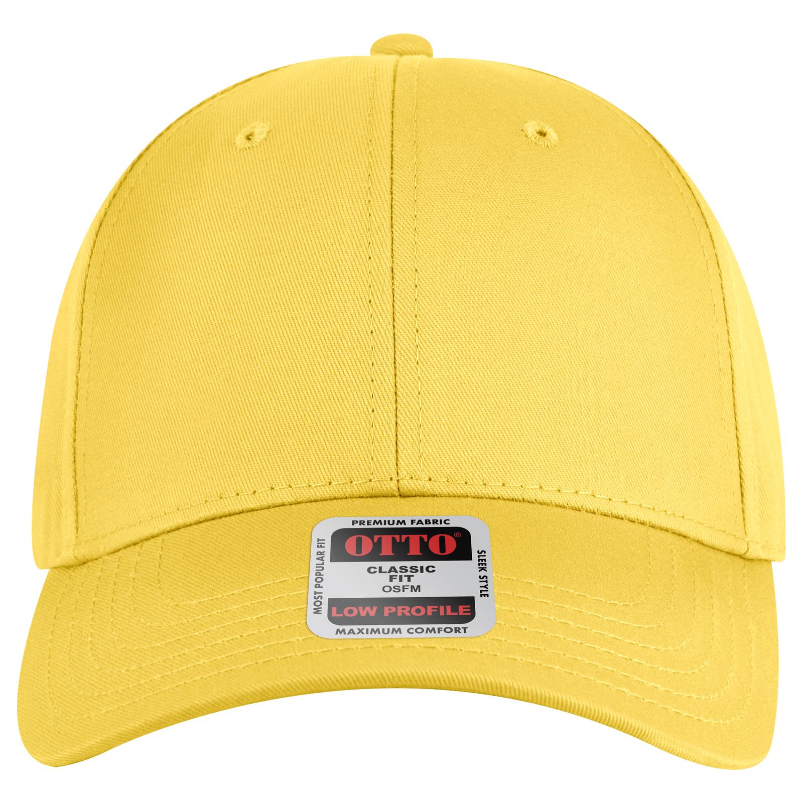 Front View of 020 - Yellow OTTO CAP 6 Panel Low Profile Baseball Cap