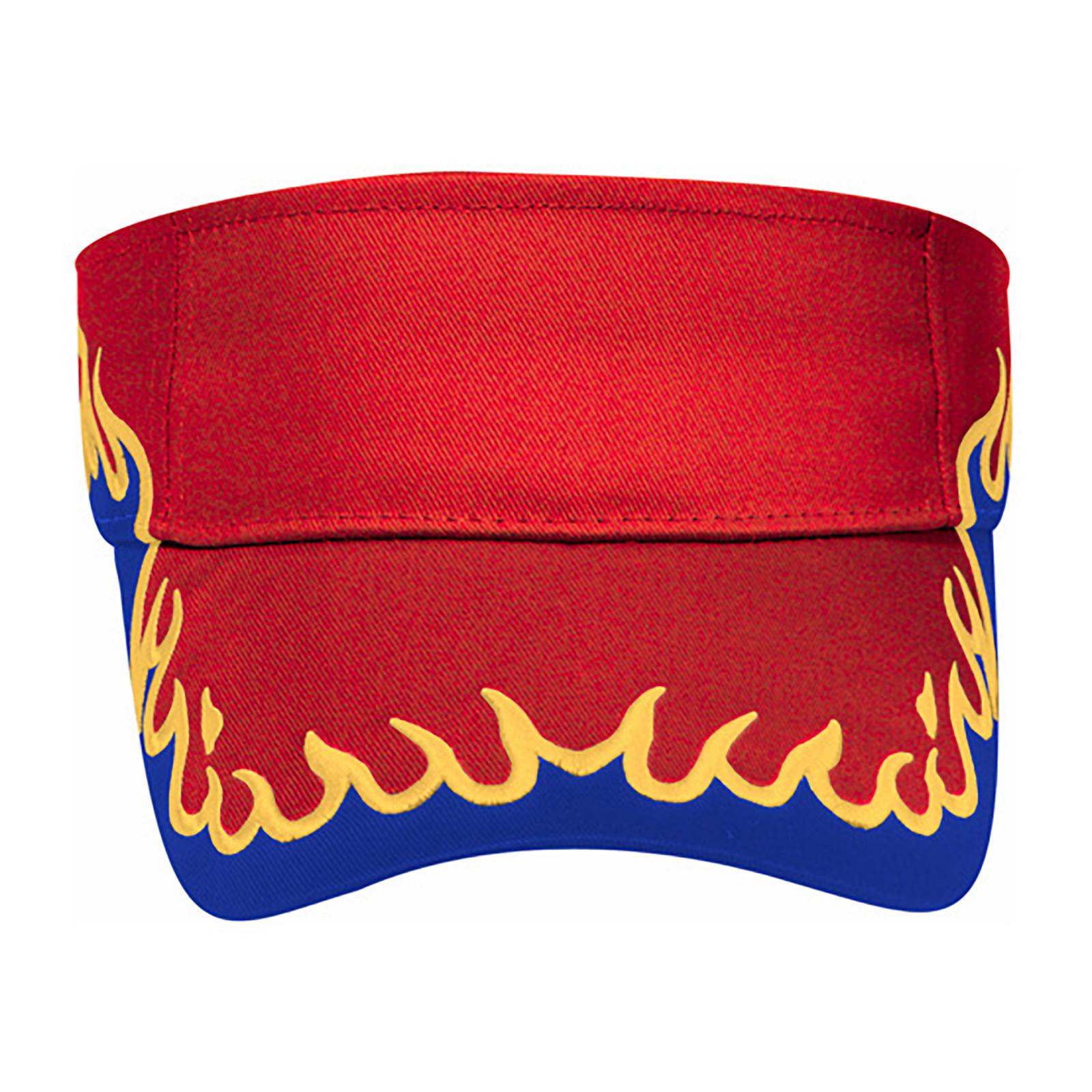 Front View of 020106 - Red/Ryl/Gld OTTO CAP Sun Visor