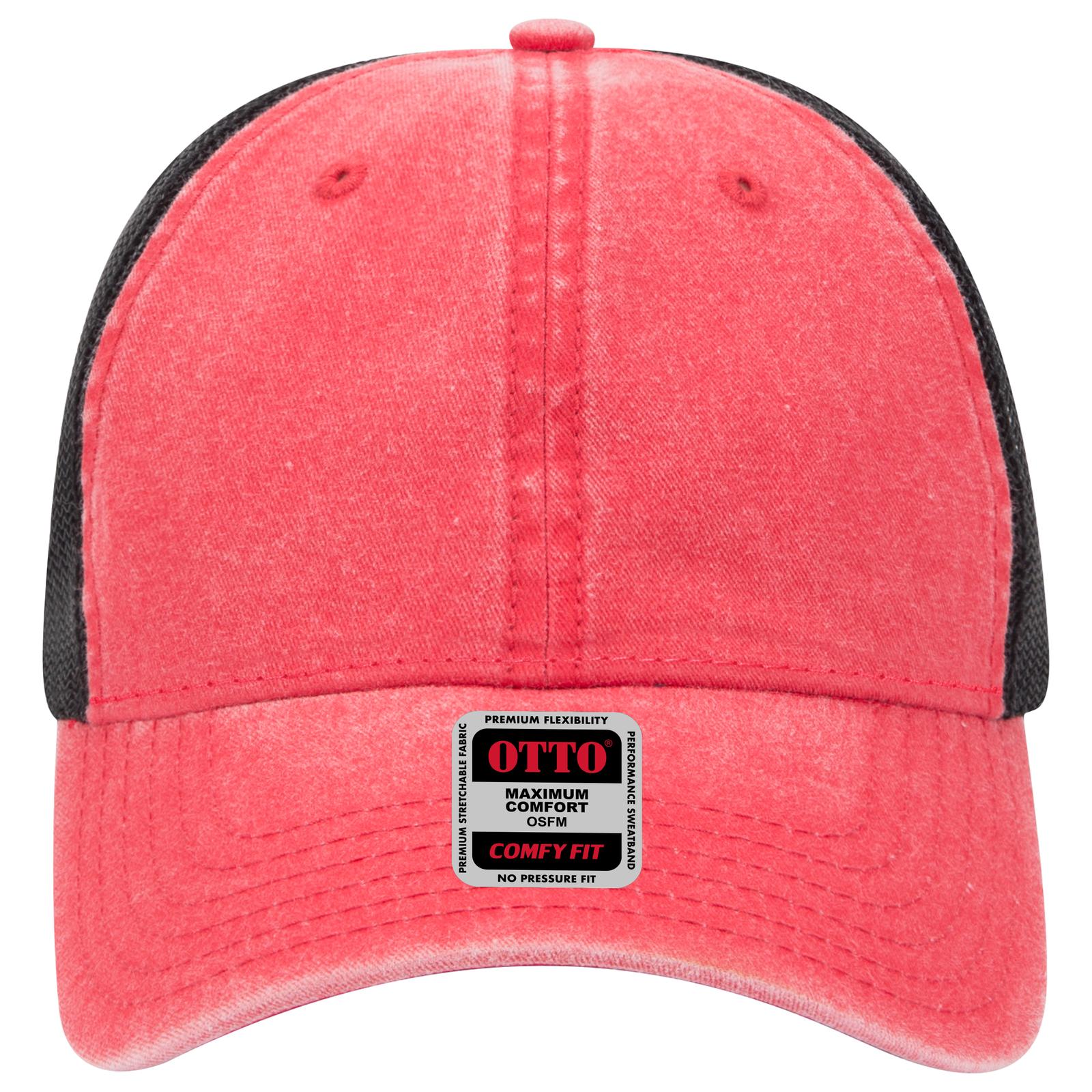 Right View of 020203 - Red/Red/Blk OTTO CAP "OTTO COMFY FIT" 6 Panel Low Profile Mesh Back Trucker Hat