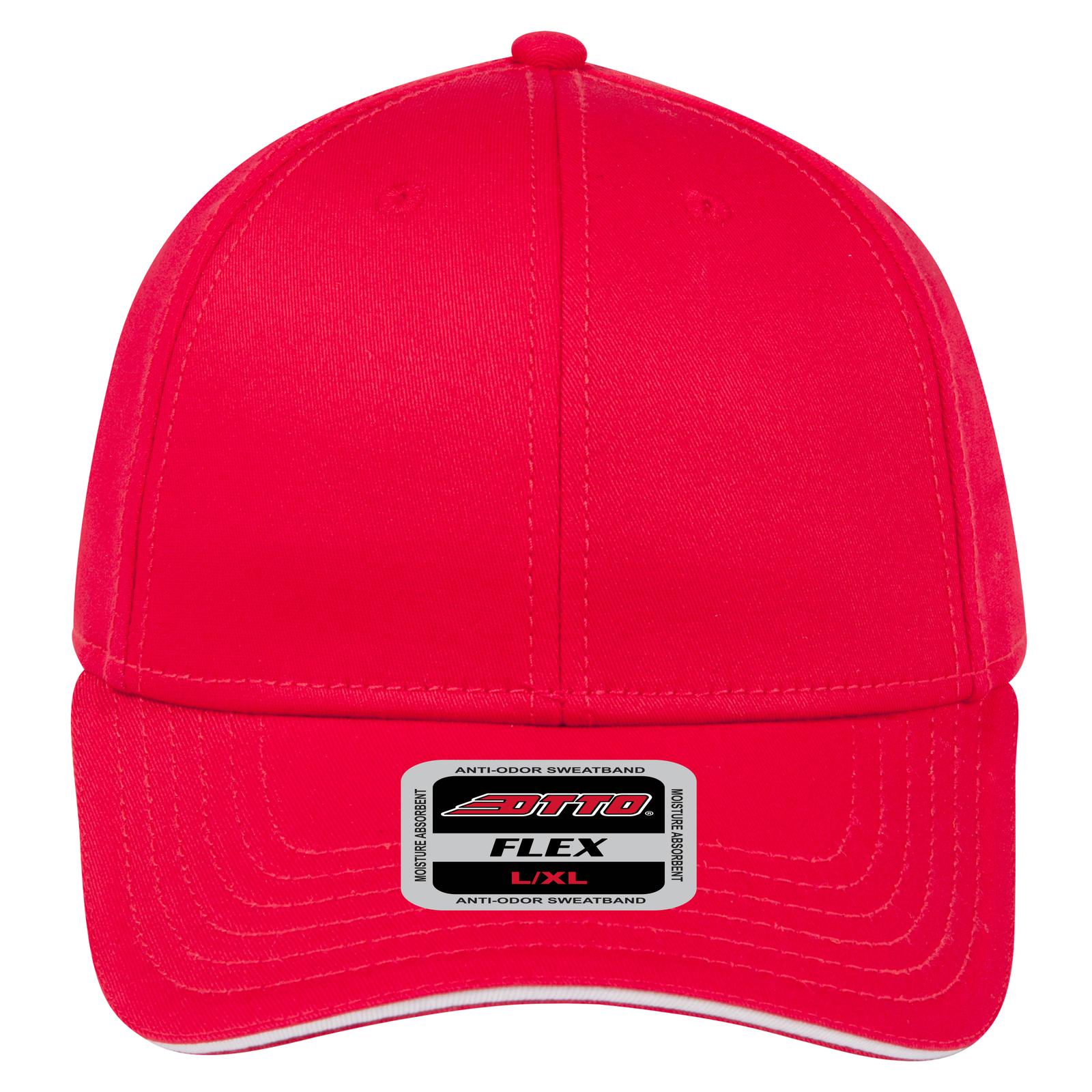 Front View of 020216 - Red/Red/Wht OTTO CAP "OTTO FLEX" Fitted 6 Panel Low Profile Baseball Cap