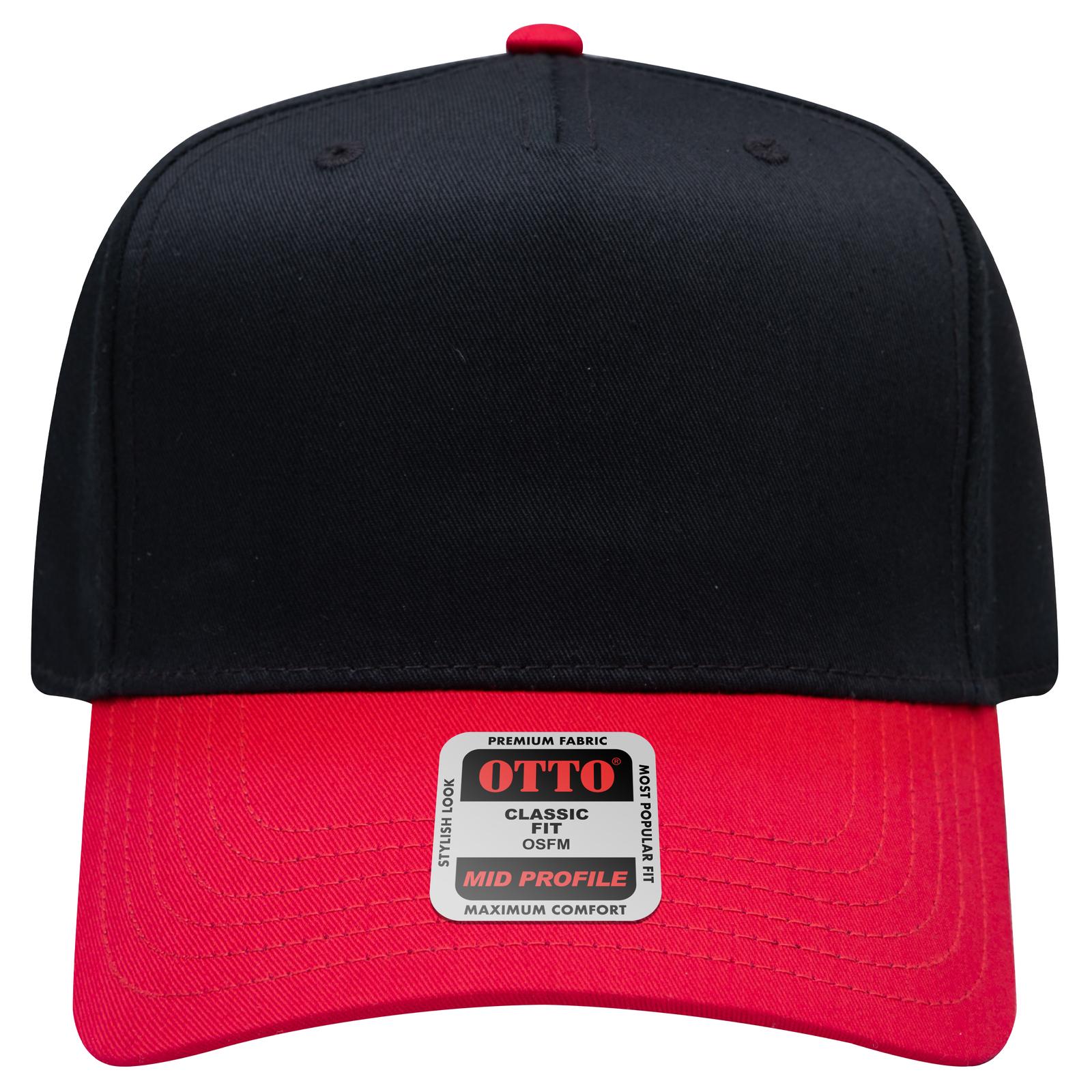 Right View of 0203 - Red/Blk OTTO CAP 5 Panel Mid Profile Baseball Cap