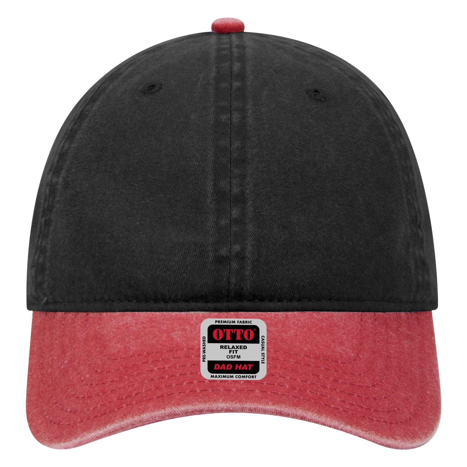 Right View of 0203 - Red/Blk OTTO CAP 6 Panel Low Profile Dad Hat