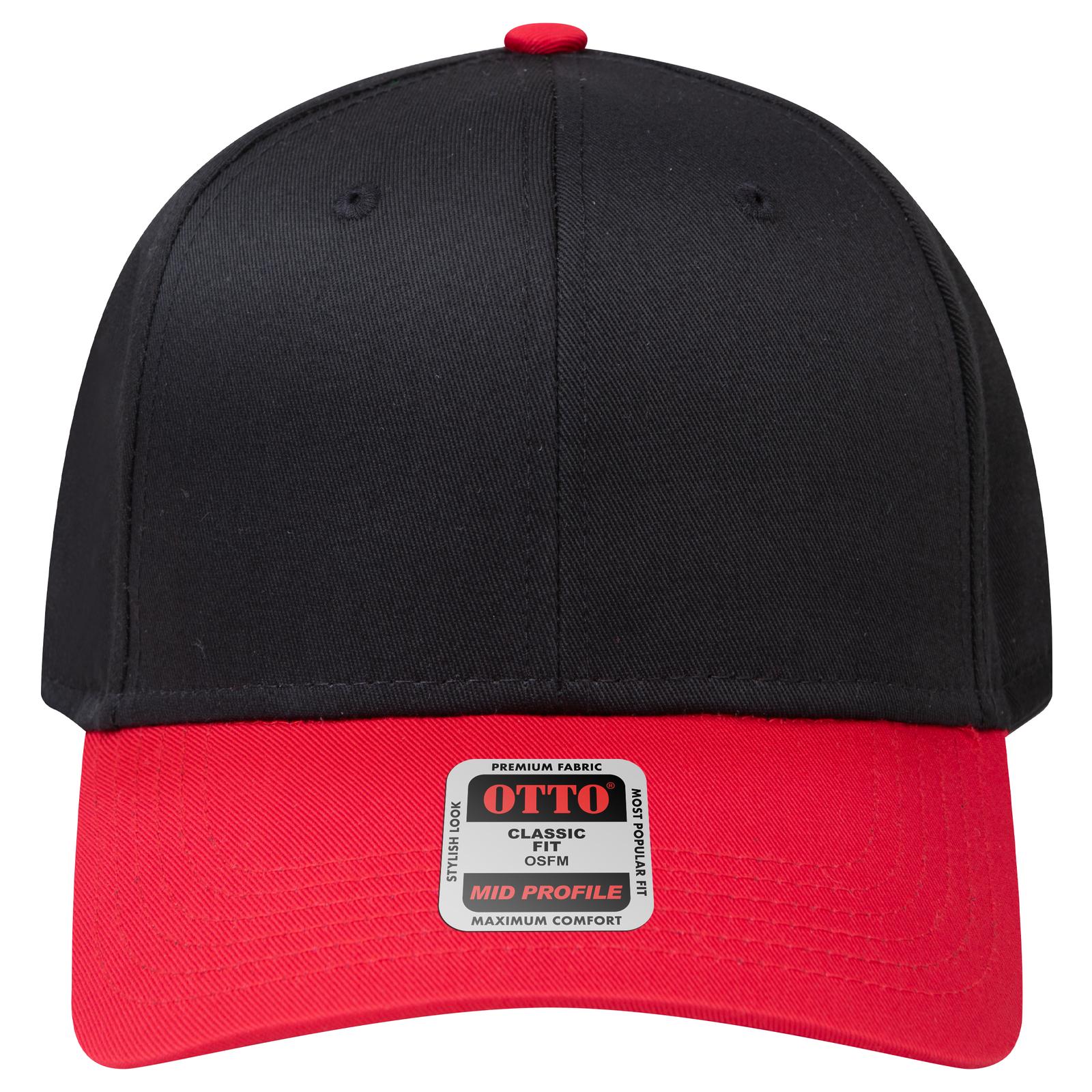 Right View of 0203 - Red/Blk OTTO CAP 6 Panel Mid Profile Baseball Cap