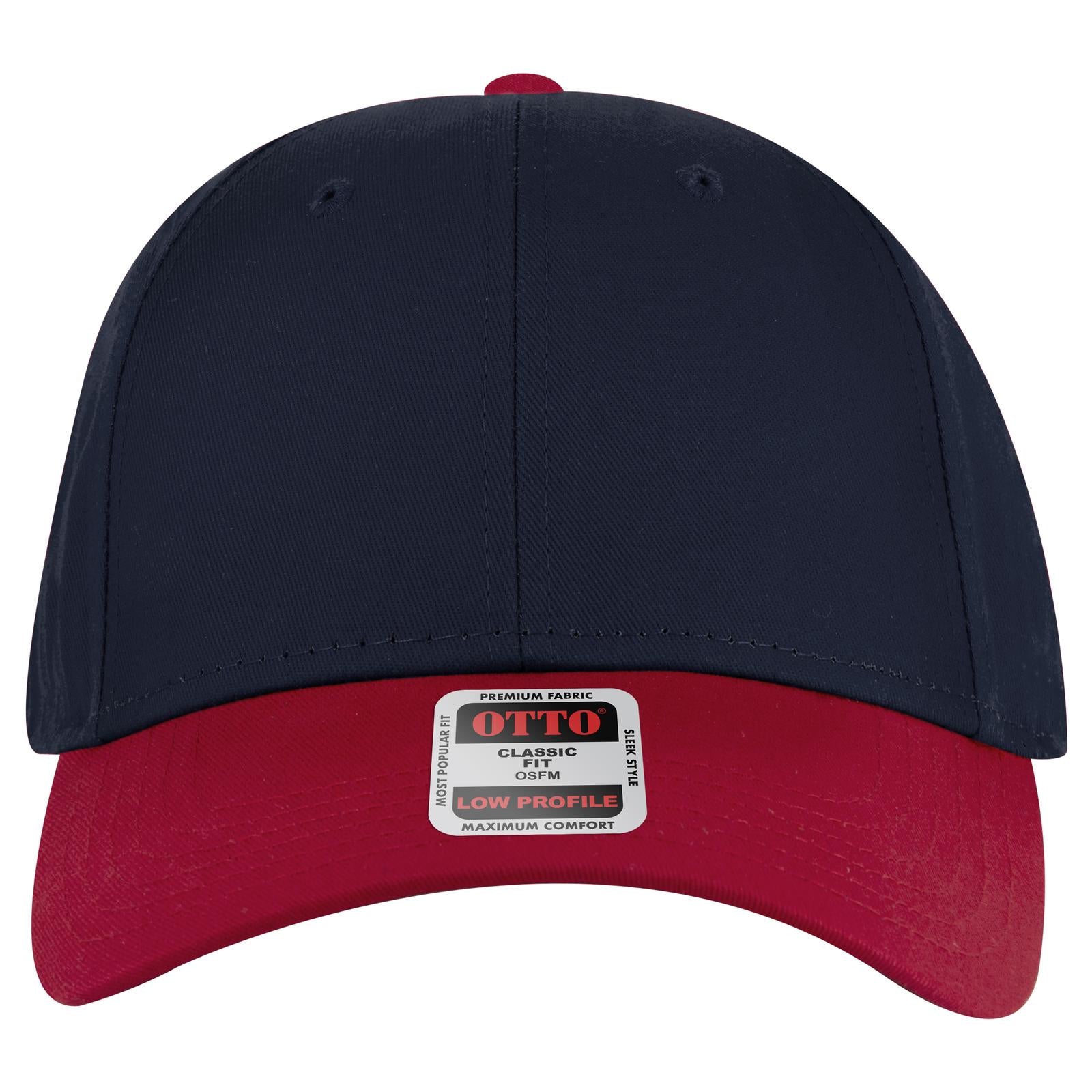 Front View of 020404 - Red/Nvy/Nvy OTTO CAP 6 Panel Low Profile Baseball Cap