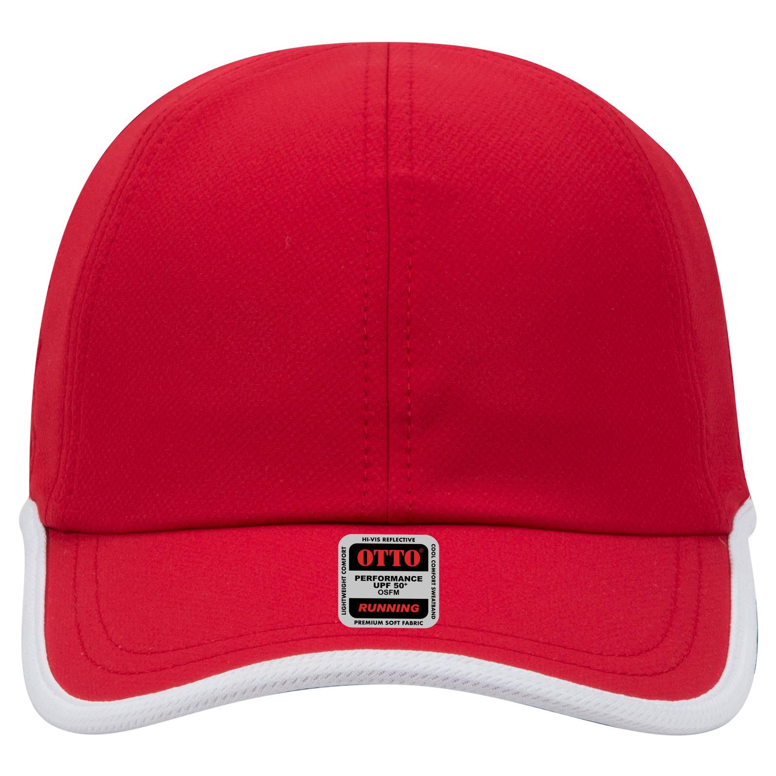 Right View of 0216 - Red/Wht OTTO CAP UPF 50+ 6 Panel Running Hat