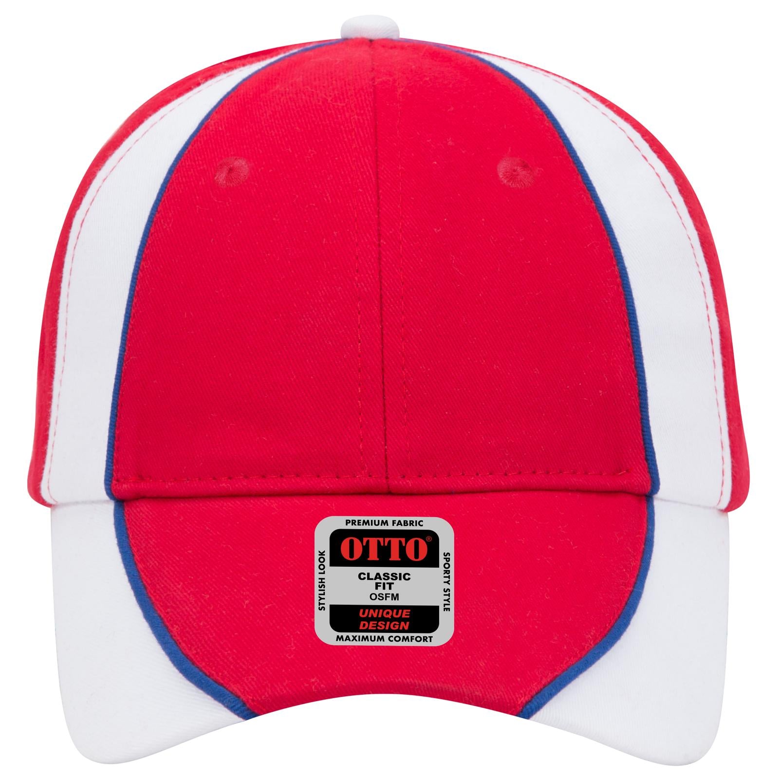 Right View of 021601 - Red/Wht/Ryl OTTO CAP 6 Panel Low Profile Baseball Cap