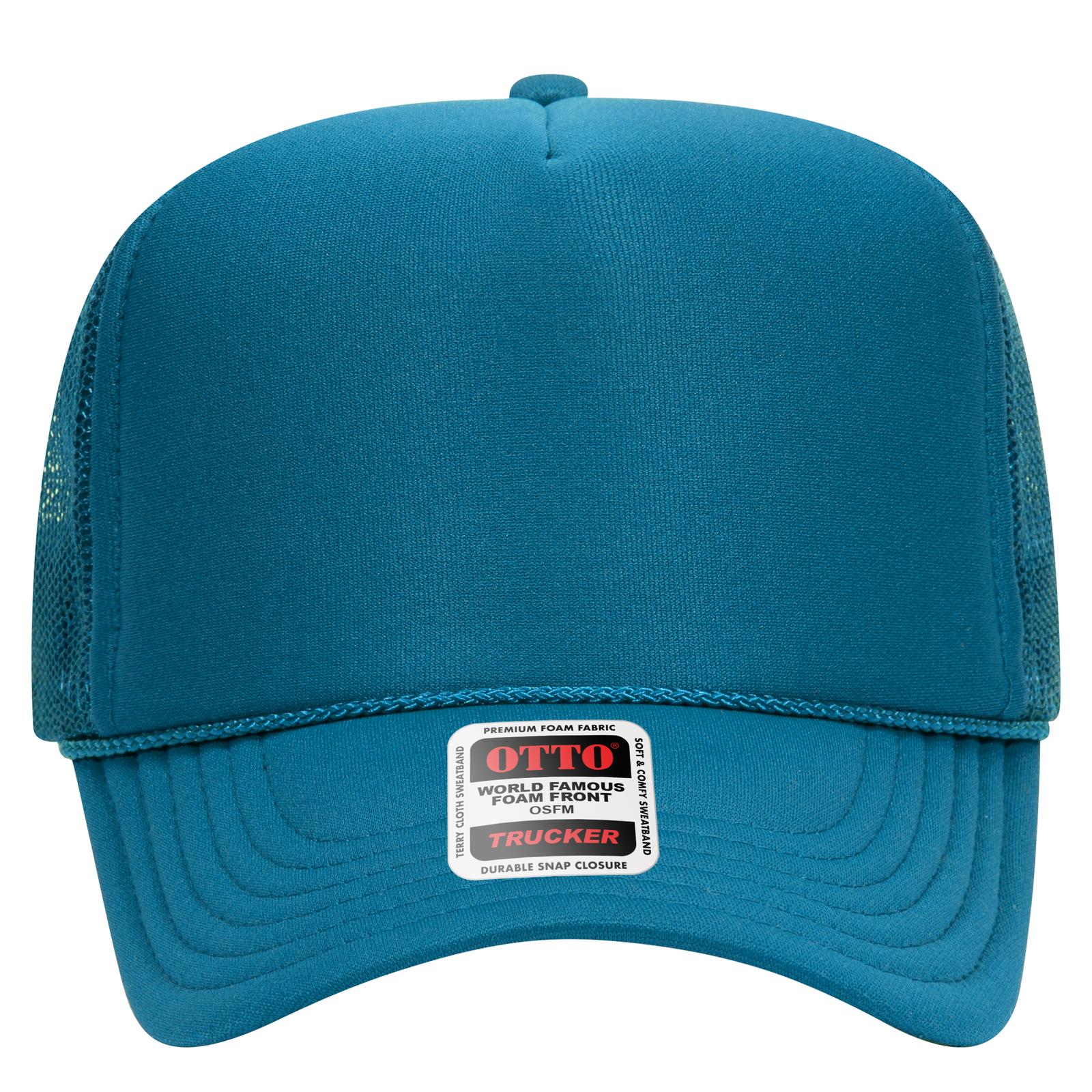 Right View of 022 - Turquoise OTTO CAP 5 Panel High Crown Mesh Back Trucker Hat