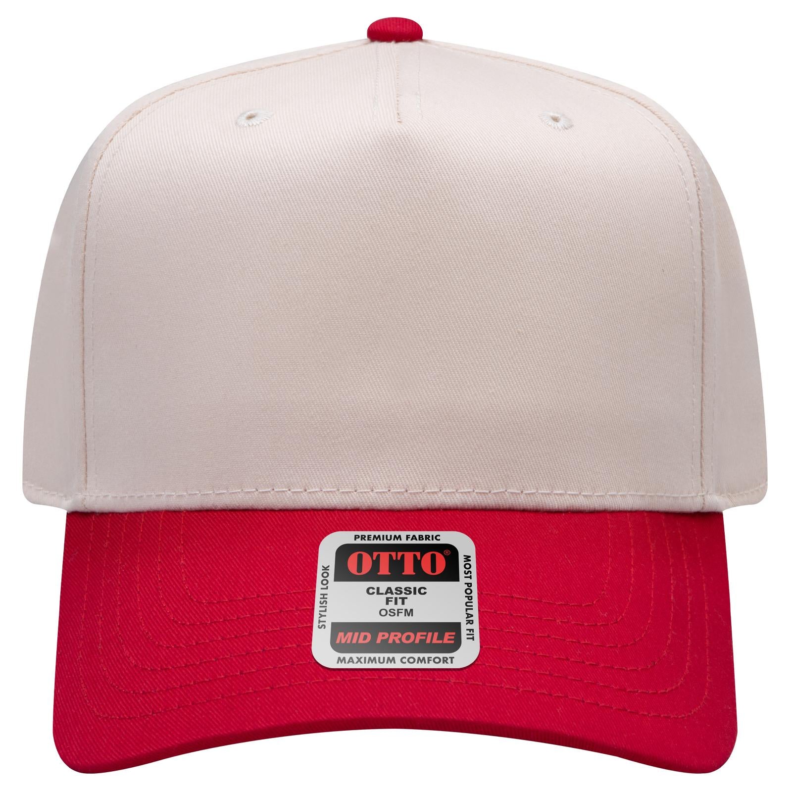 Right View of 0231 - Red/Natl OTTO CAP 5 Panel Mid Profile Baseball Cap