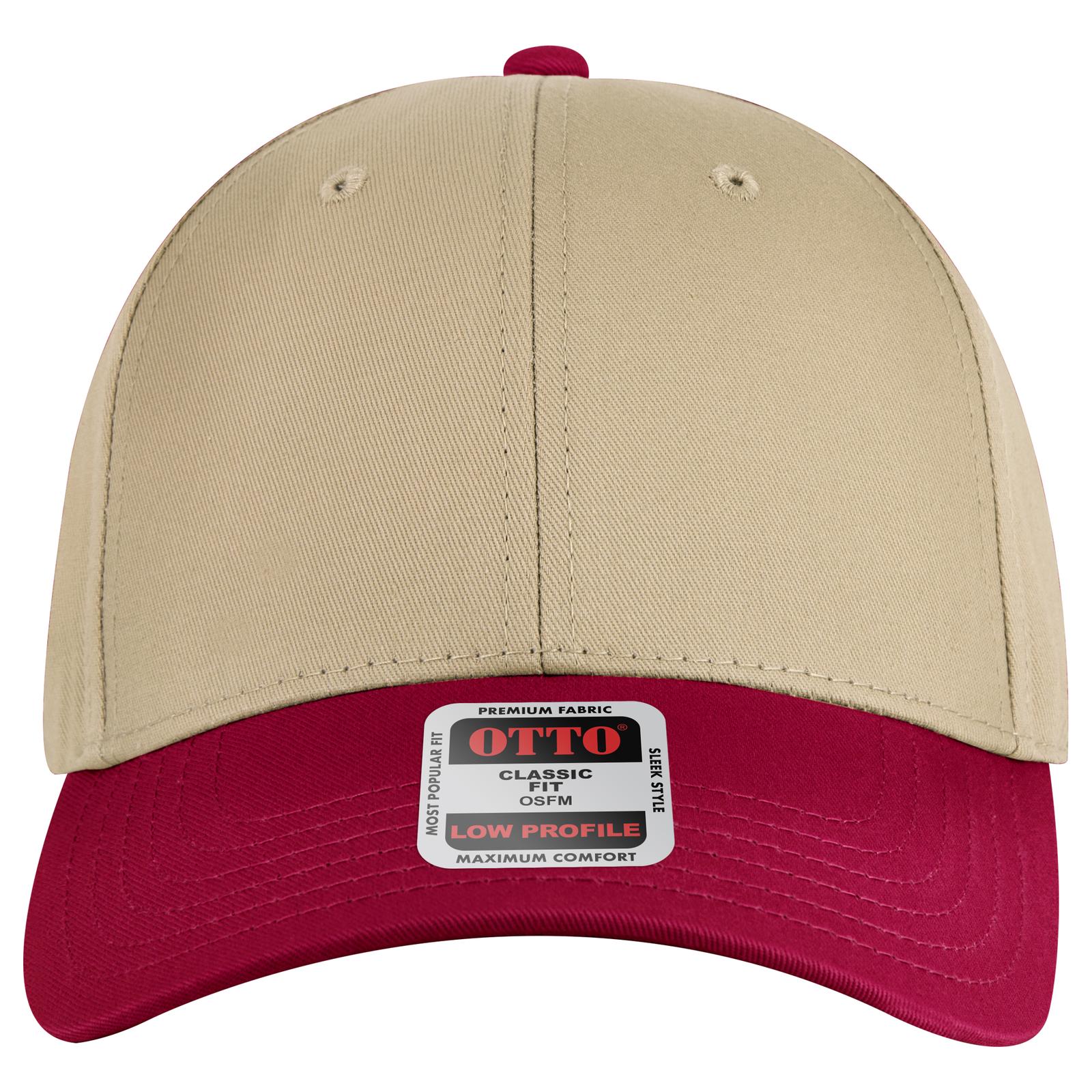 Right View of 023232 - Red/Kha/Kha OTTO CAP 6 Panel Low Profile Baseball Cap