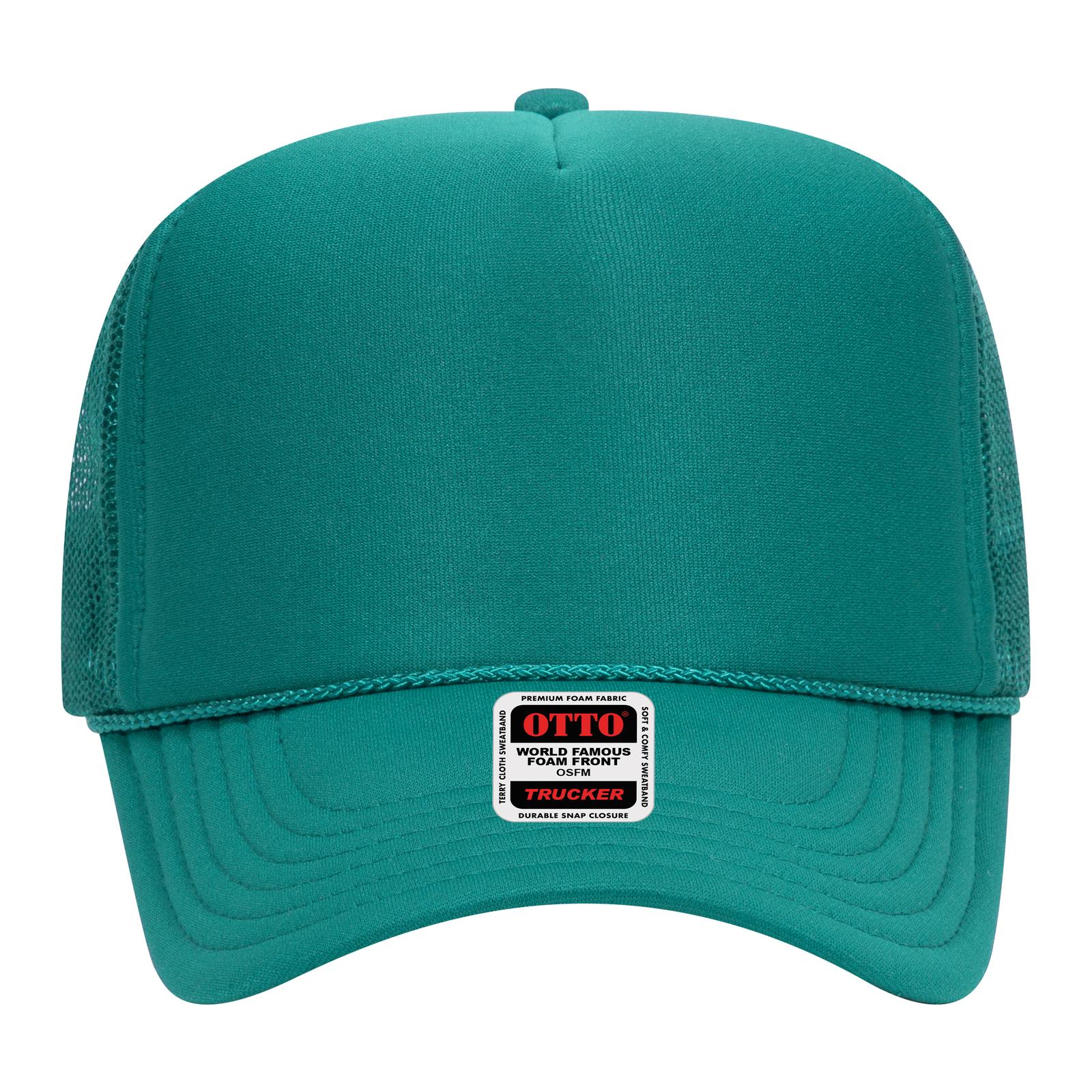 Right View of 024 - Jade OTTO CAP 5 Panel High Crown Mesh Back Trucker Hat