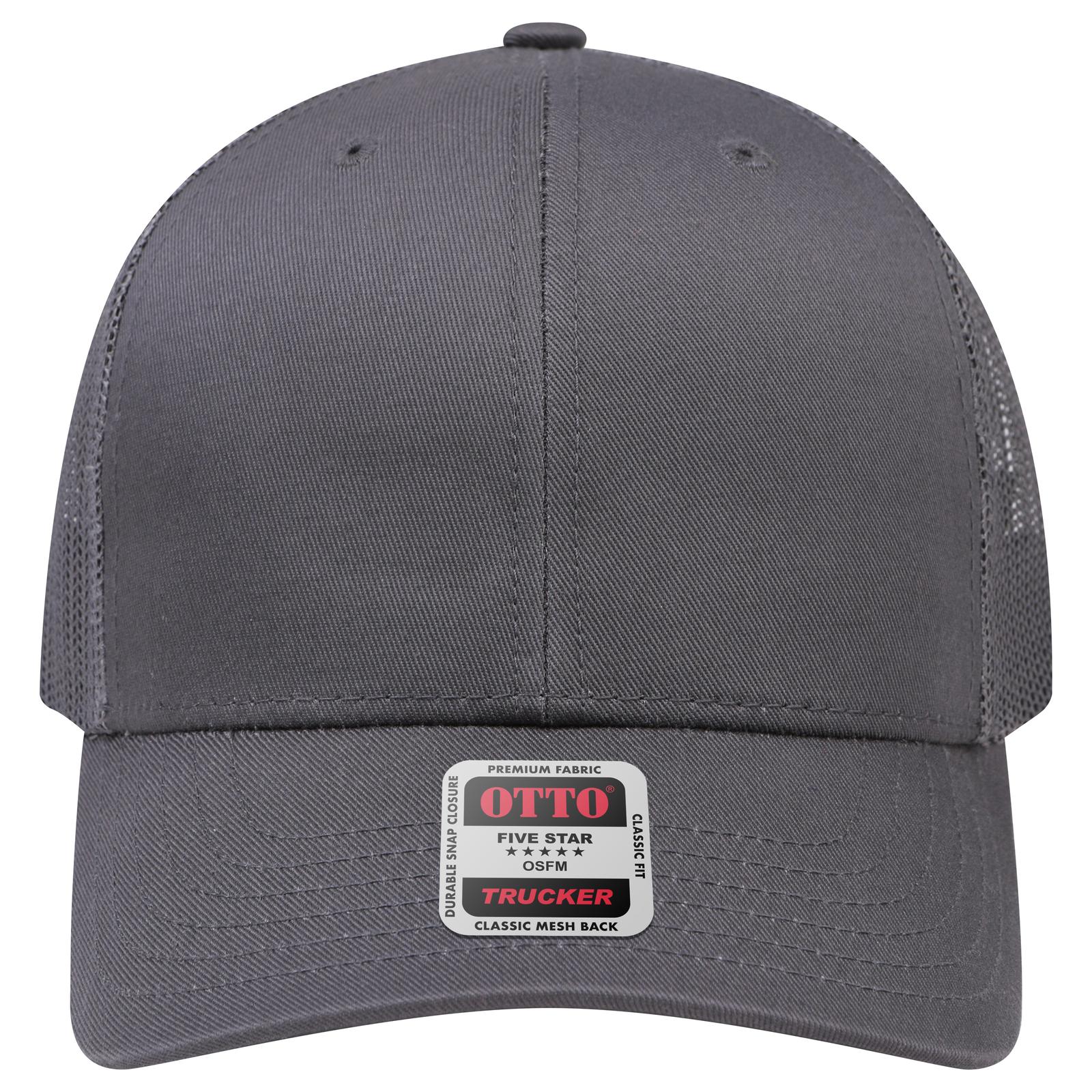 Right View of 025 - Char. Gray OTTO CAP 6 Panel Mid Profile Mesh Back Trucker Hat