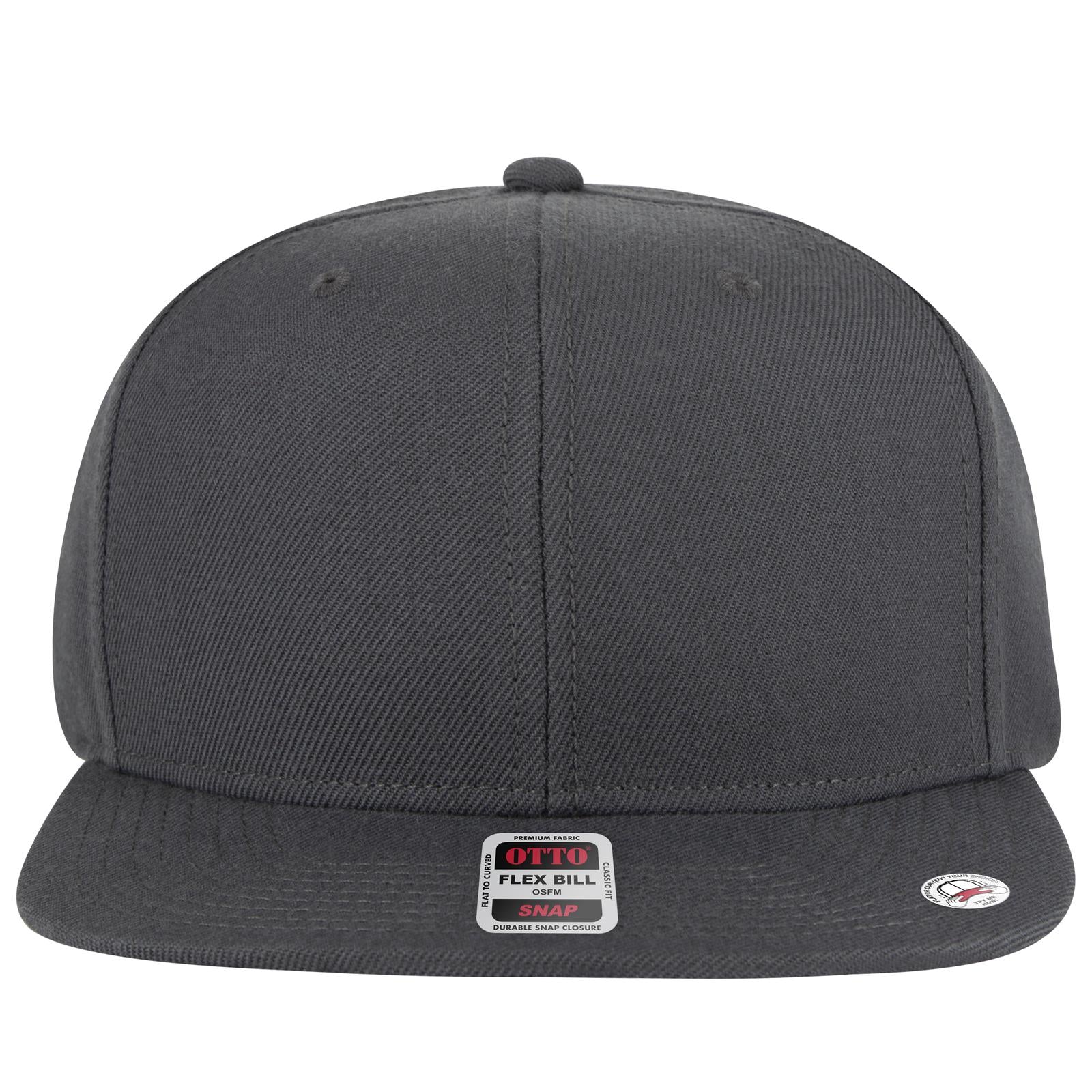 Front View of 025B - Ch Gry OTTO CAP "OTTO SNAP" 6 Panel Pro Style Snapback Hat