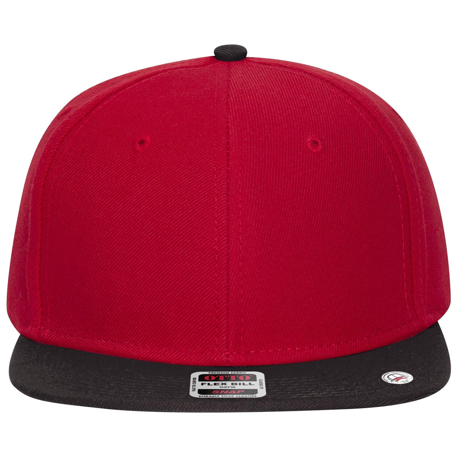 Front View of 030202 - Blk/Red/Red OTTO CAP "OTTO SNAP" 6 Panel Pro Style Snapback Hat
