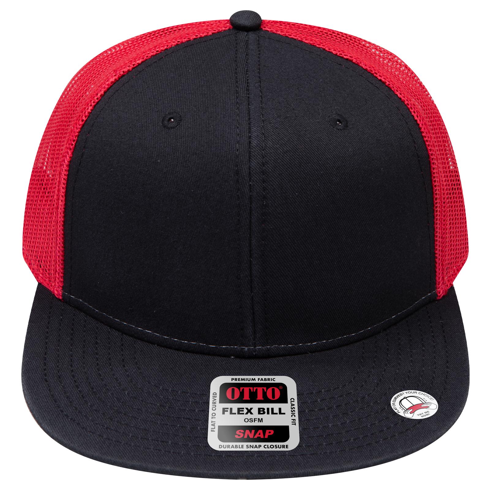 Right View of 030302 - Blk/Blk/Red OTTO CAP "OTTO SNAP" 6 Panel Pro Style Mesh Back Trucker Snapback Hat
