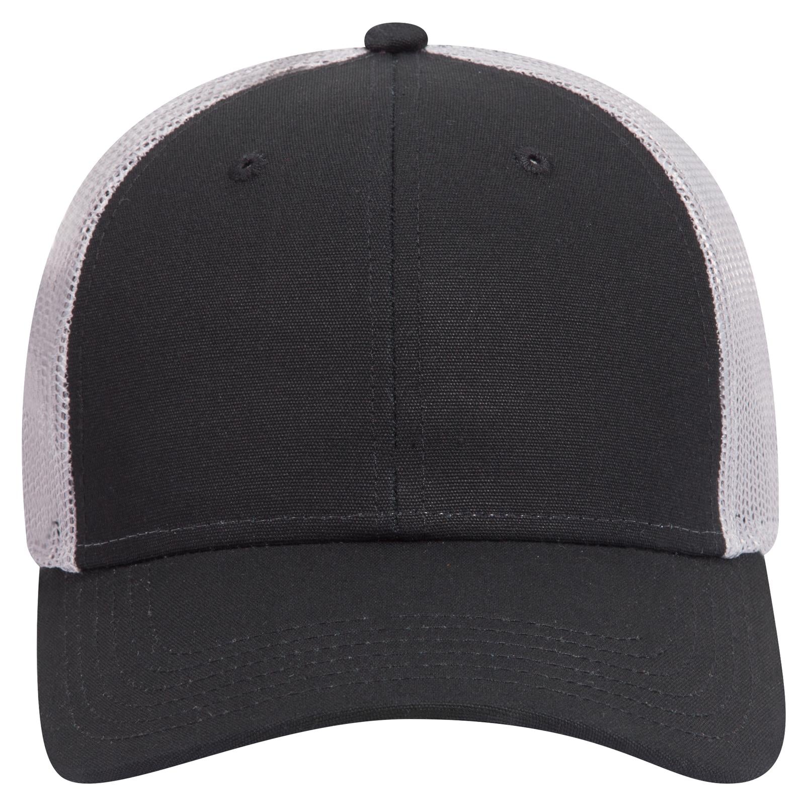 Right View of 030314 - Blk/Blk/Gry OTTO CAP 6 Panel Low Profile Mesh Back Trucker Hat