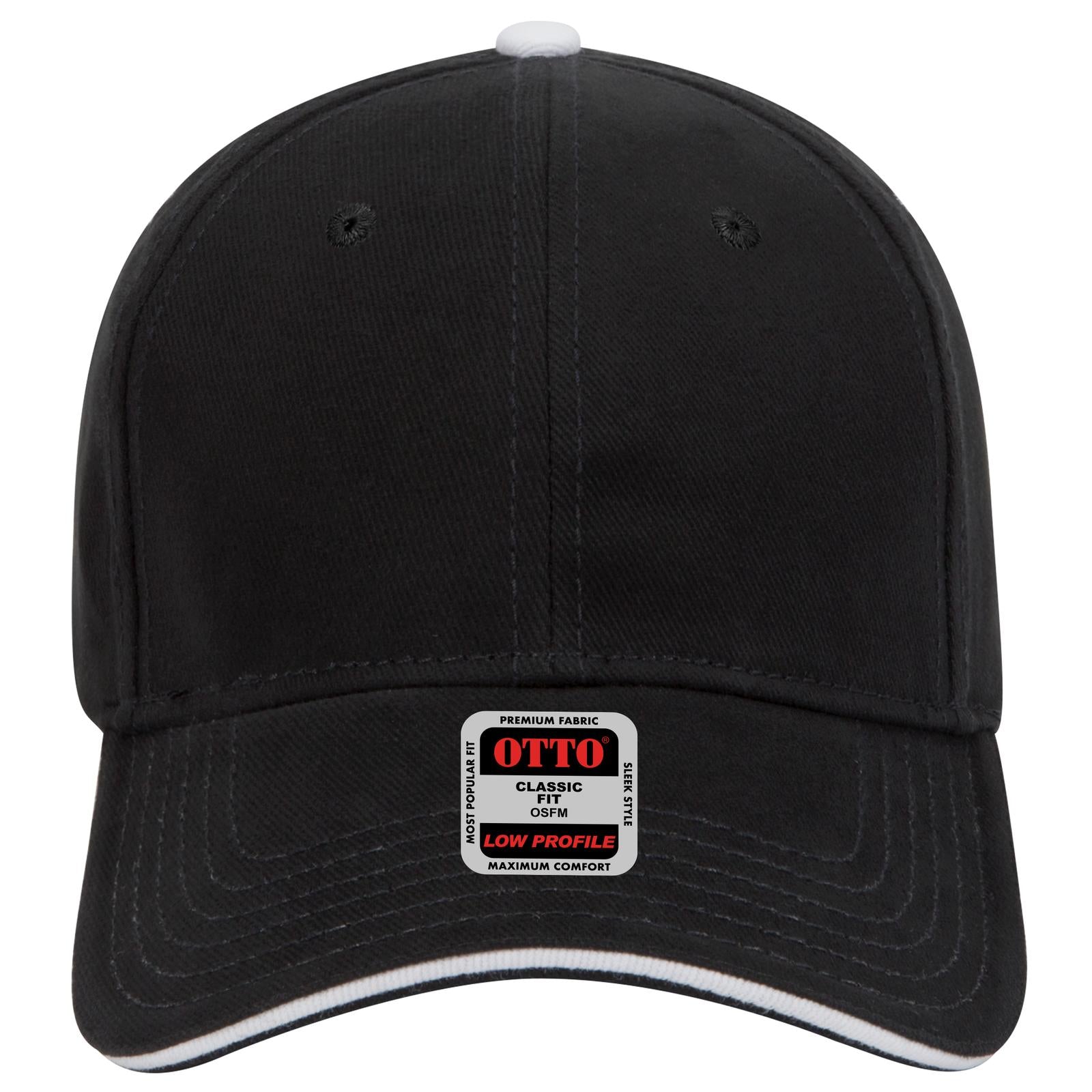 Right View of 030316 - Blk/Blk/Wht OTTO CAP 6 Panel Low Profile Baseball Cap