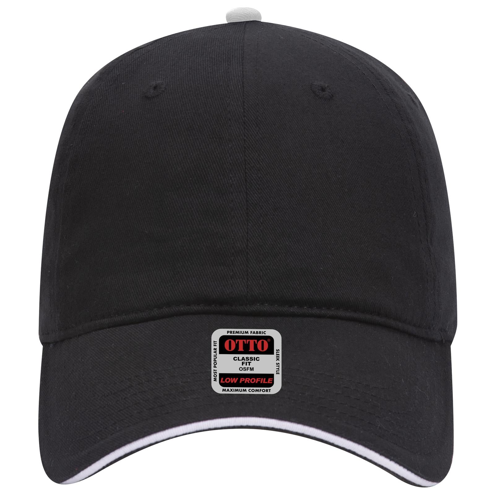 Right View of 030316 - Blk/Blk/Wht OTTO CAP 6 Panel Low Profile Baseball Cap