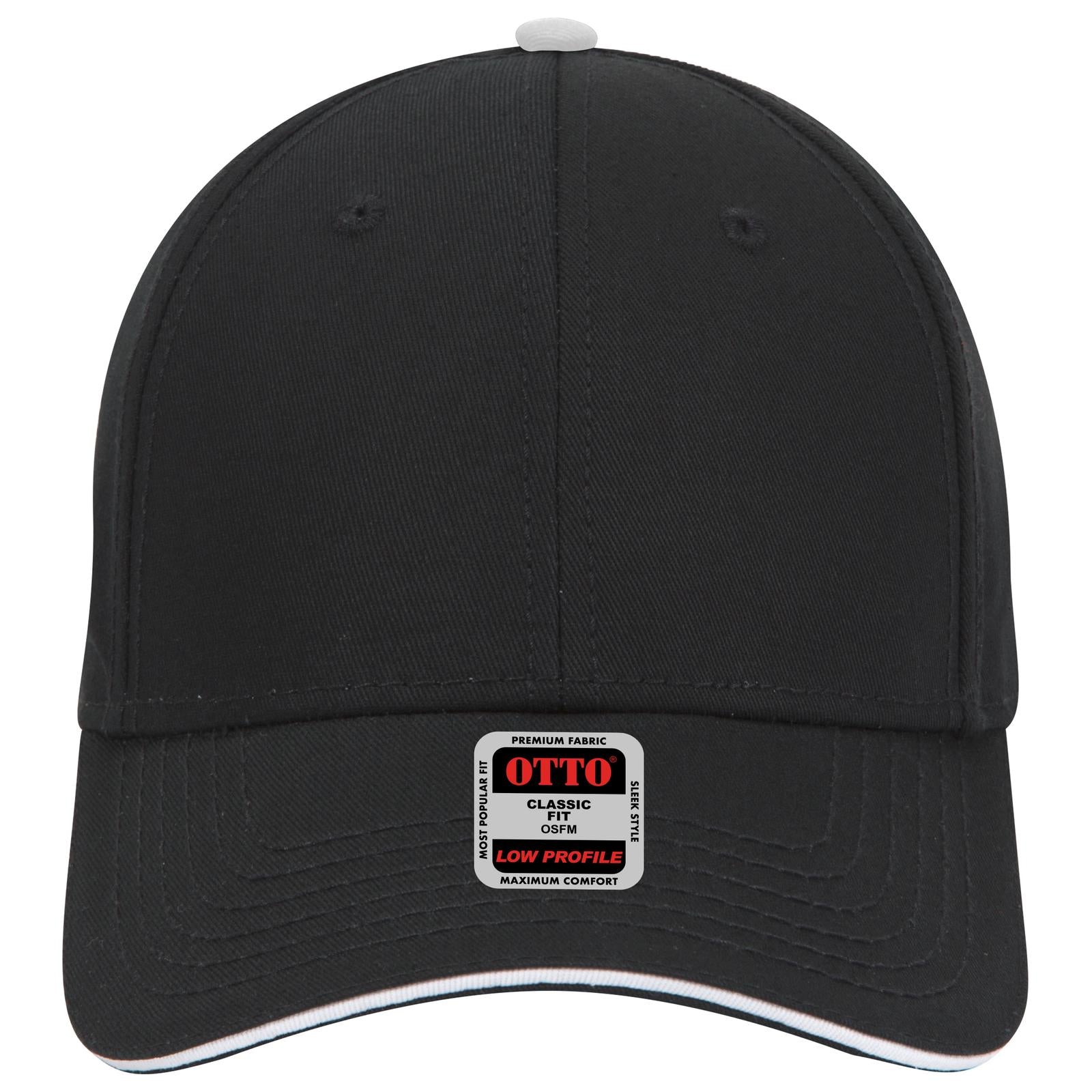 Right View of 030316 - Blk/Blk/Wht OTTO CAP 6 Panel Low Profile Baseball Cap
