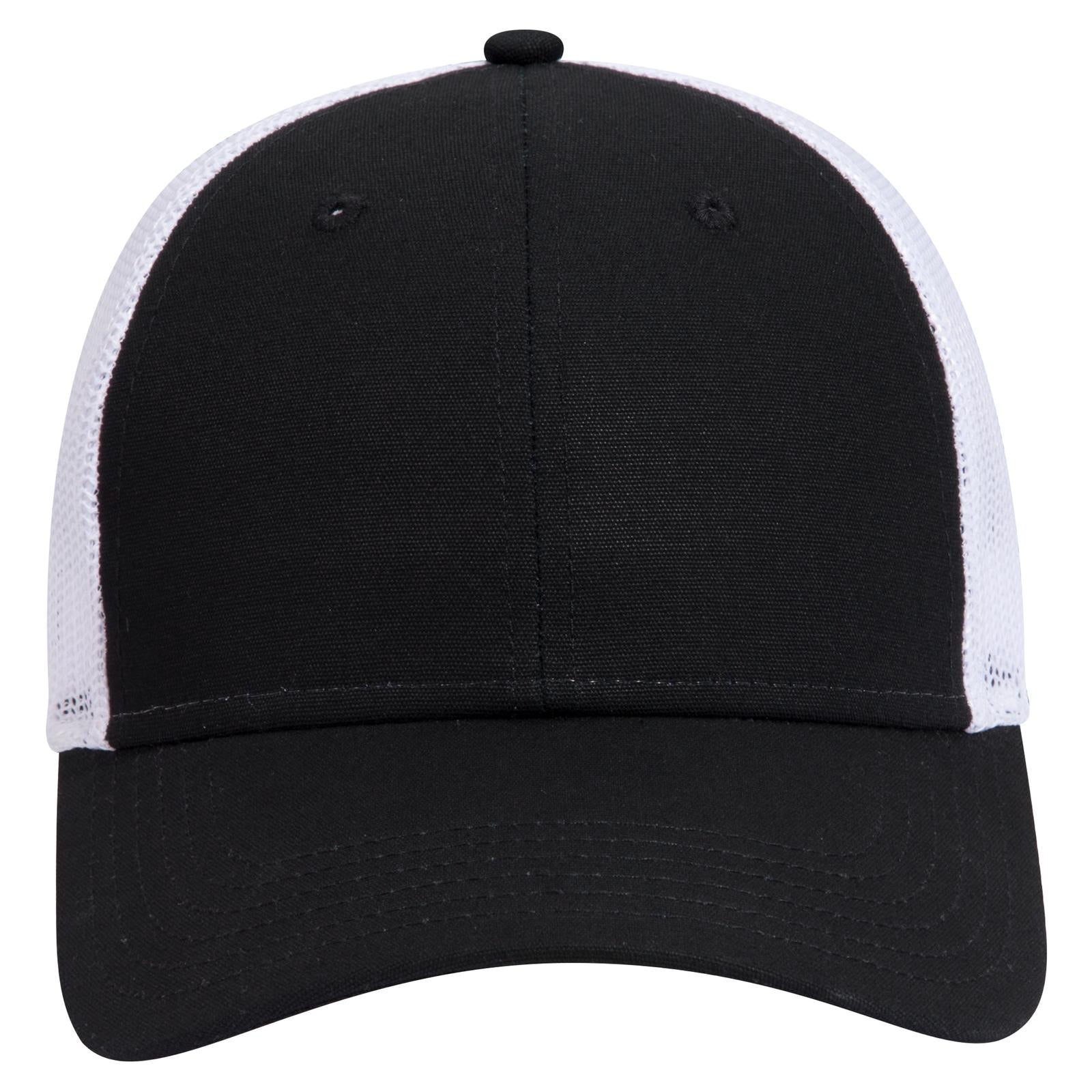 Right View of 030316 - Blk/Blk/Wht OTTO CAP 6 Panel Low Profile Mesh Back Trucker Hat