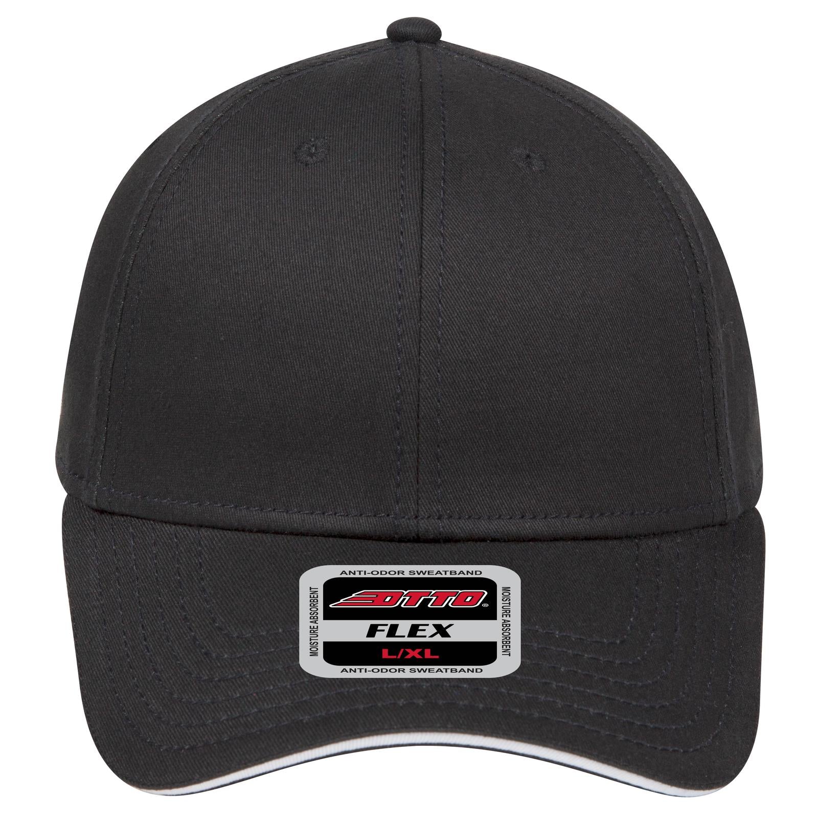 Right View of 030316 - Blk/Blk/Wht OTTO CAP "OTTO FLEX" Fitted 6 Panel Low Profile Baseball Cap