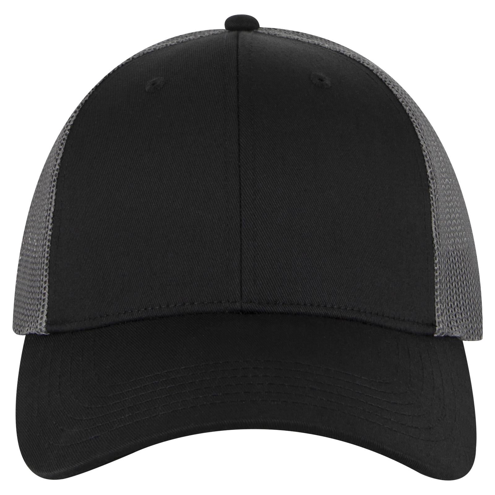 Right View of 030325 - Blk/Blk/Ch.Gry OTTO CAP 6 Panel Low Profile Mesh Back Trucker Hat