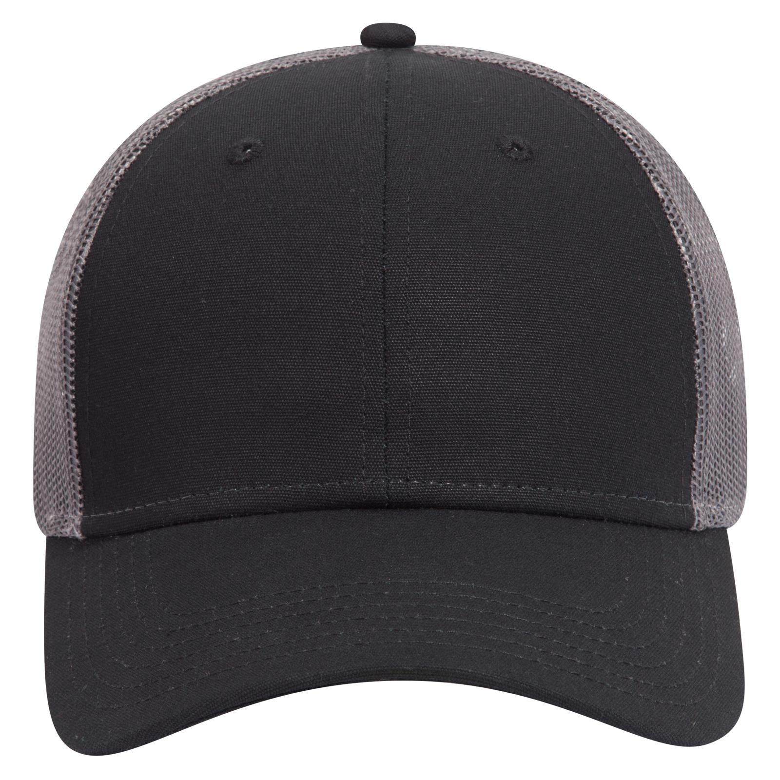 Right View of 030325 - Blk/Blk/Ch.Gry OTTO CAP 6 Panel Low Profile Mesh Back Trucker Hat