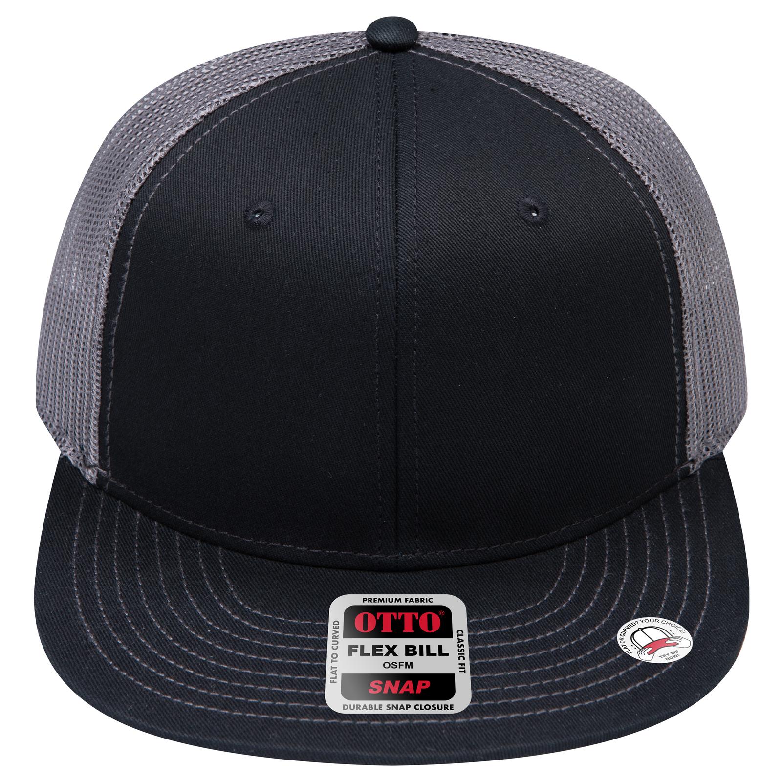Right View of 030325B - Blk/Blk/Ch.Gry OTTO CAP "OTTO SNAP" 6 Panel Pro Style Mesh Back Trucker Snapback Hat