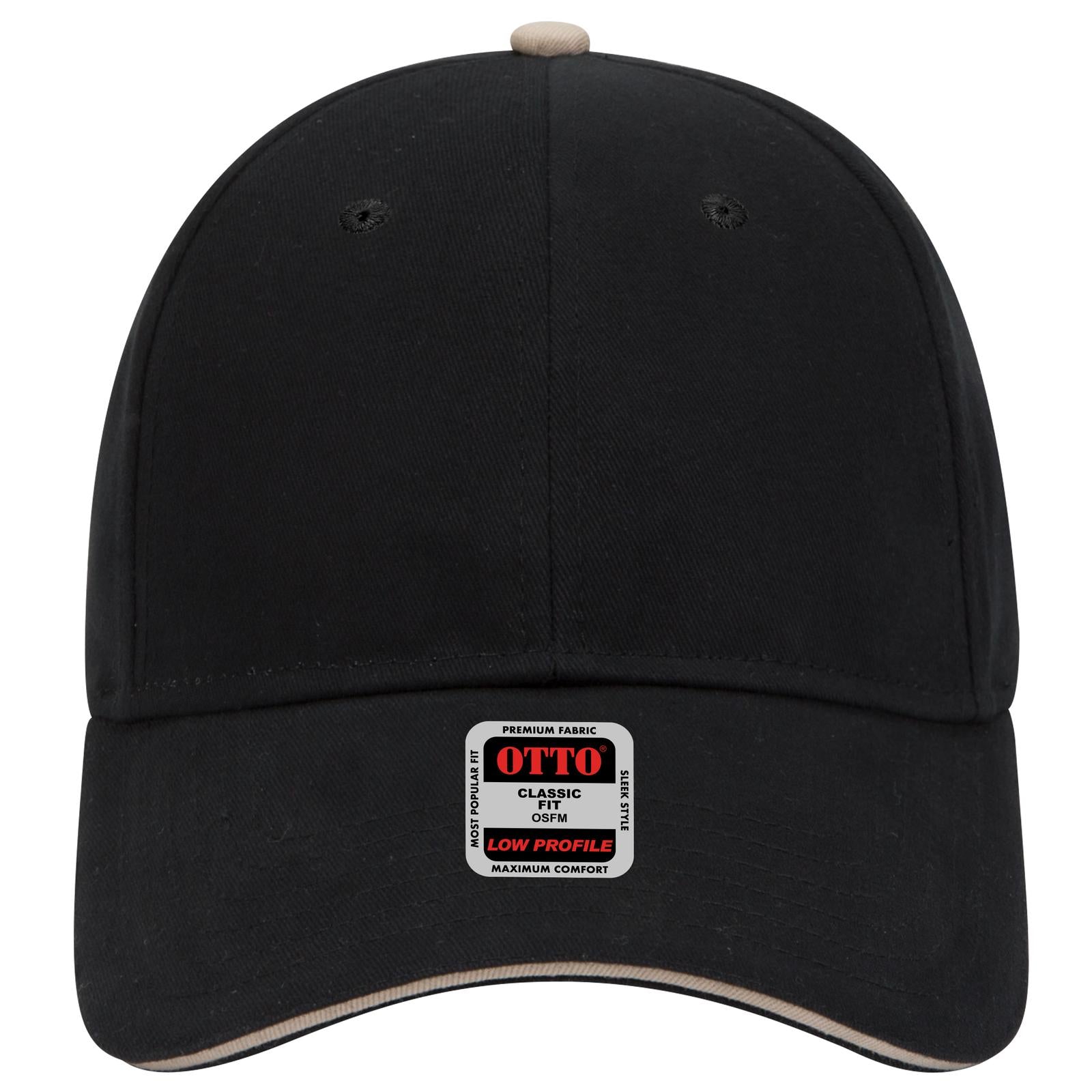 Right View of 030332 - Blk/Blk/Kha OTTO CAP 6 Panel Low Profile Baseball Cap