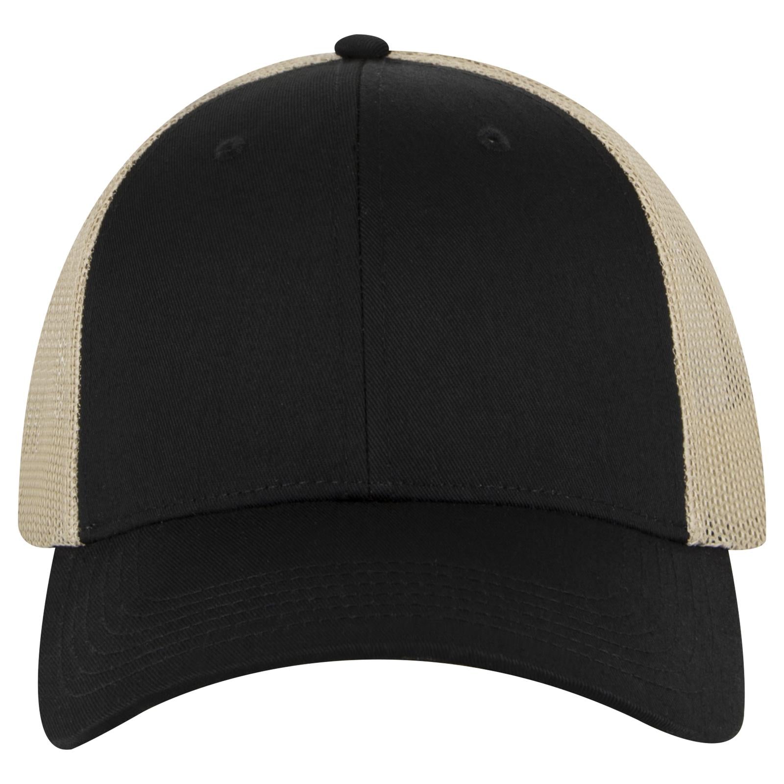 Right View of 030332 - Blk/Blk/Kha OTTO CAP 6 Panel Low Profile Mesh Back Trucker Hat