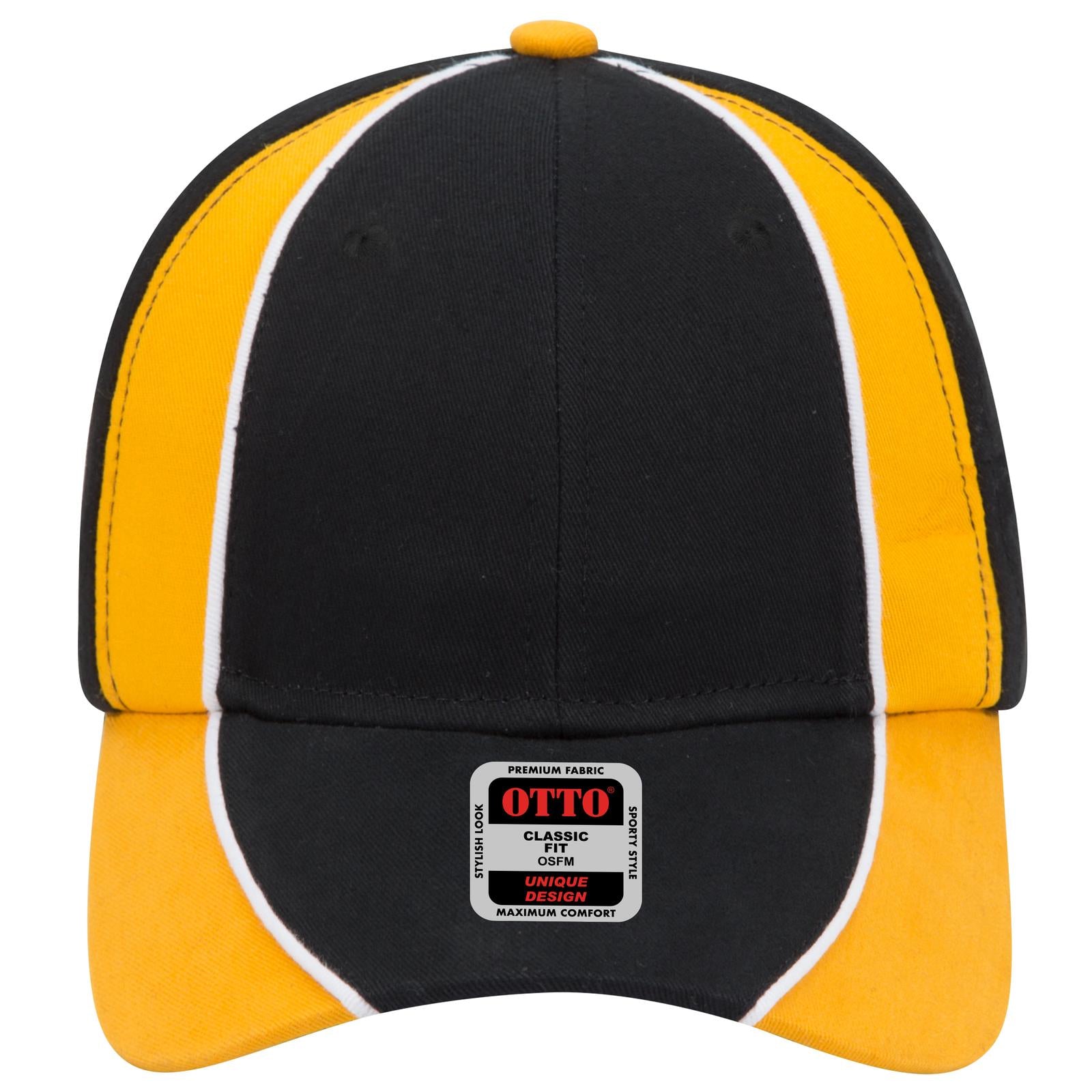 Right View of 030616 - Blk/Gld/Wht OTTO CAP 6 Panel Low Profile Baseball Cap