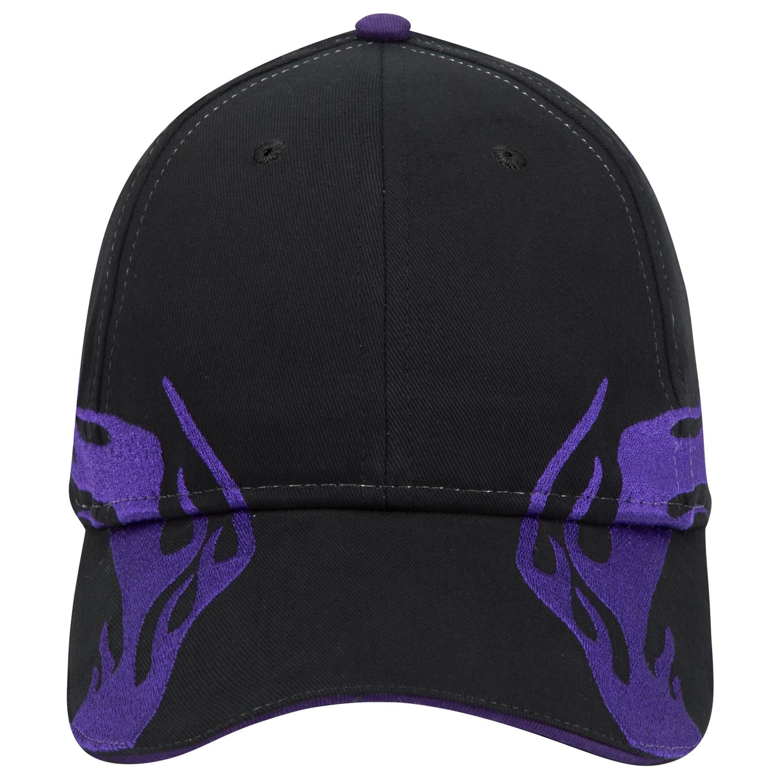 Front View of 031111D - Blk/Pur/Pur OTTO CAP 6 Panel Low Profile Baseball Cap