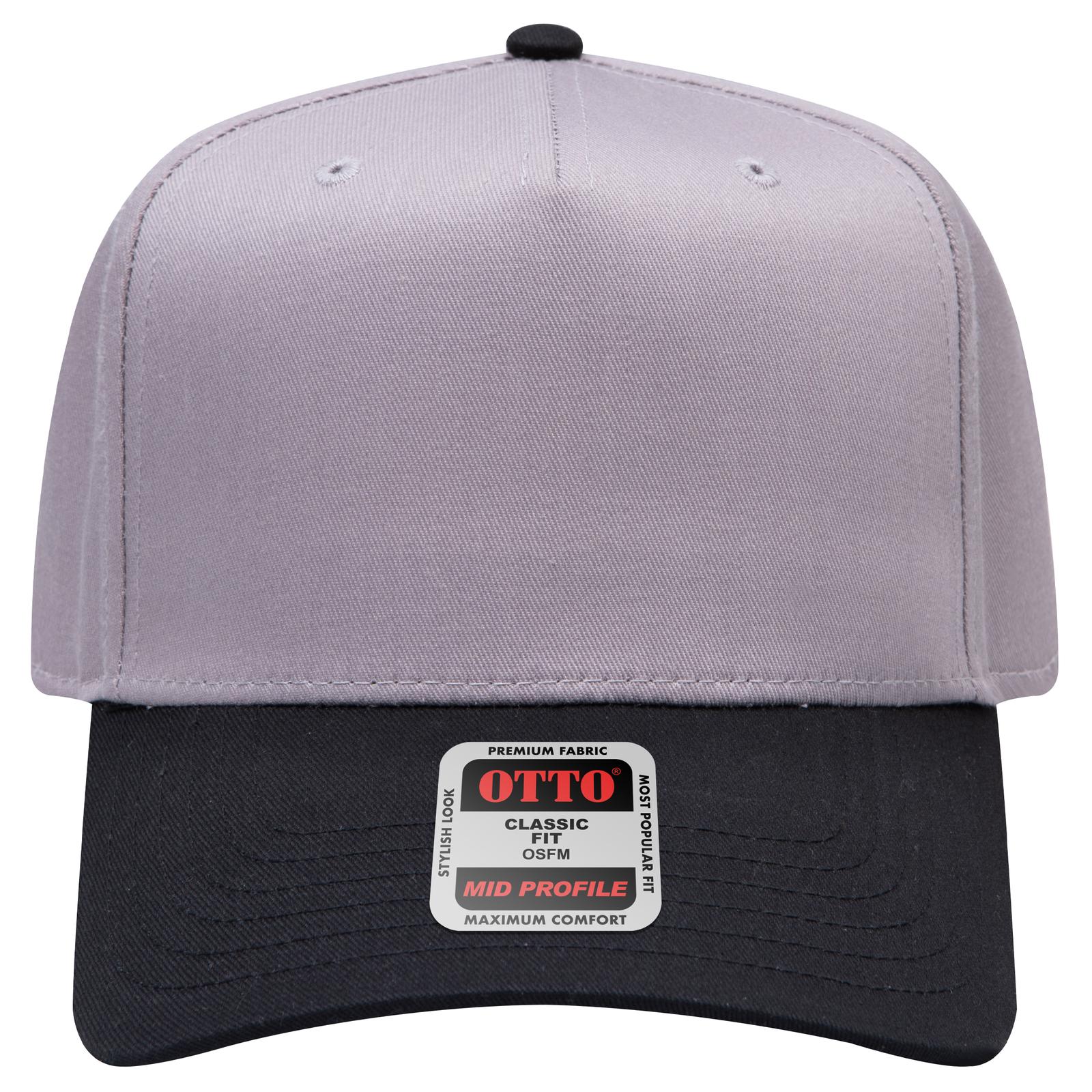 Right View of 0314 - Blk/Gry OTTO CAP 5 Panel Mid Profile Baseball Cap