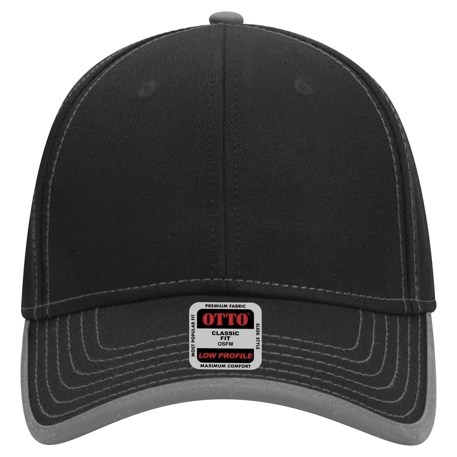 Right View of 0314 - Blk/Gry OTTO CAP 6 Panel Low Profile Baseball Cap
