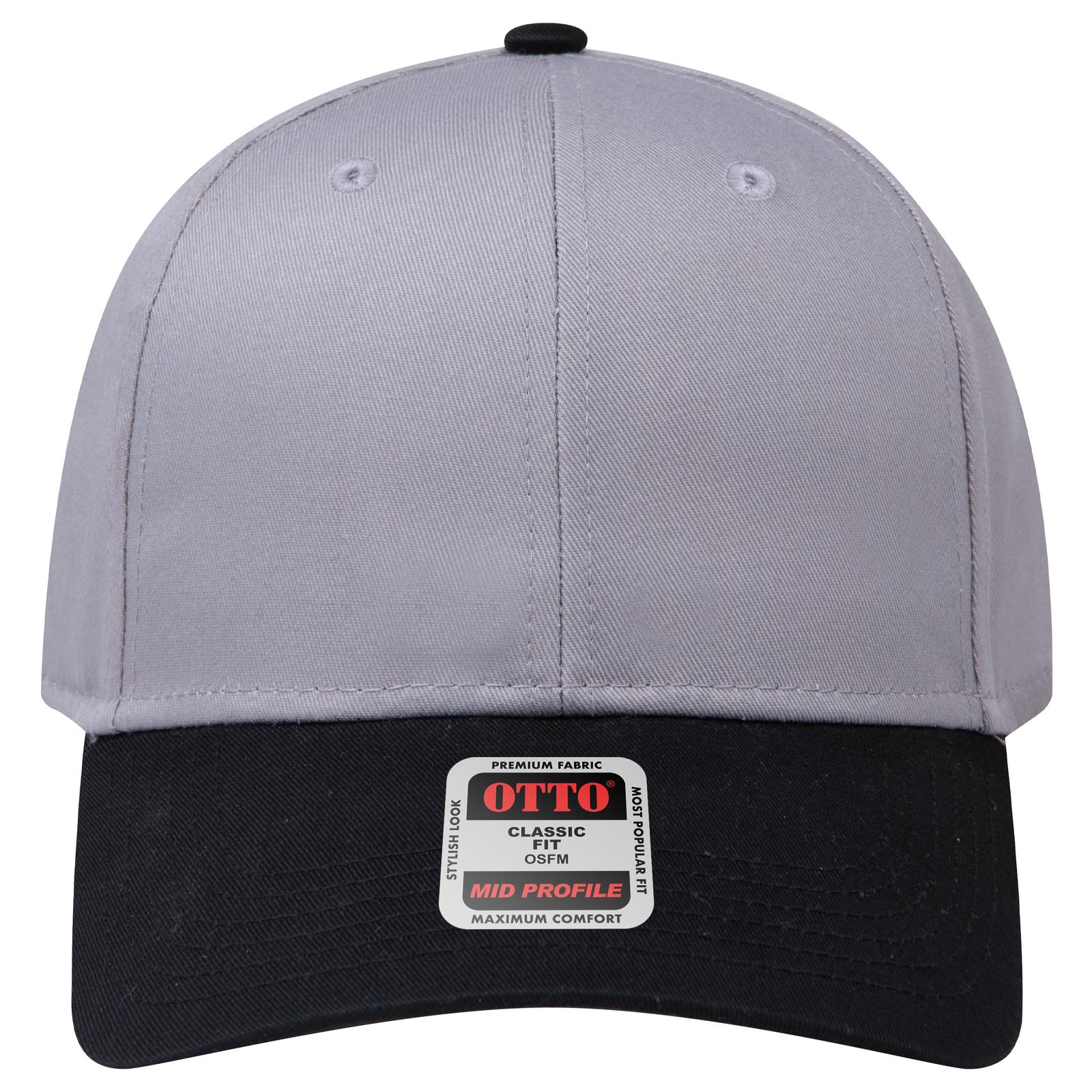 Right View of 0314 - Blk/Gry OTTO CAP 6 Panel Mid Profile Baseball Cap