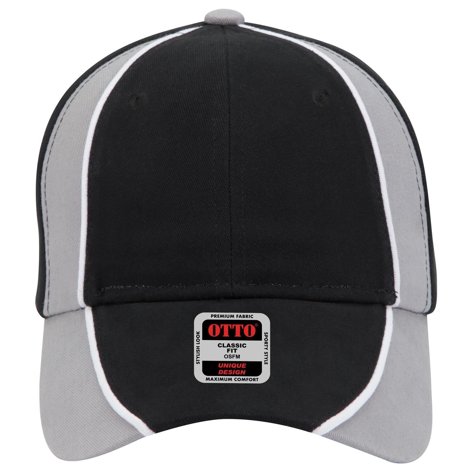 Right View of 031416 - Blk/Gry/Wht OTTO CAP 6 Panel Low Profile Baseball Cap