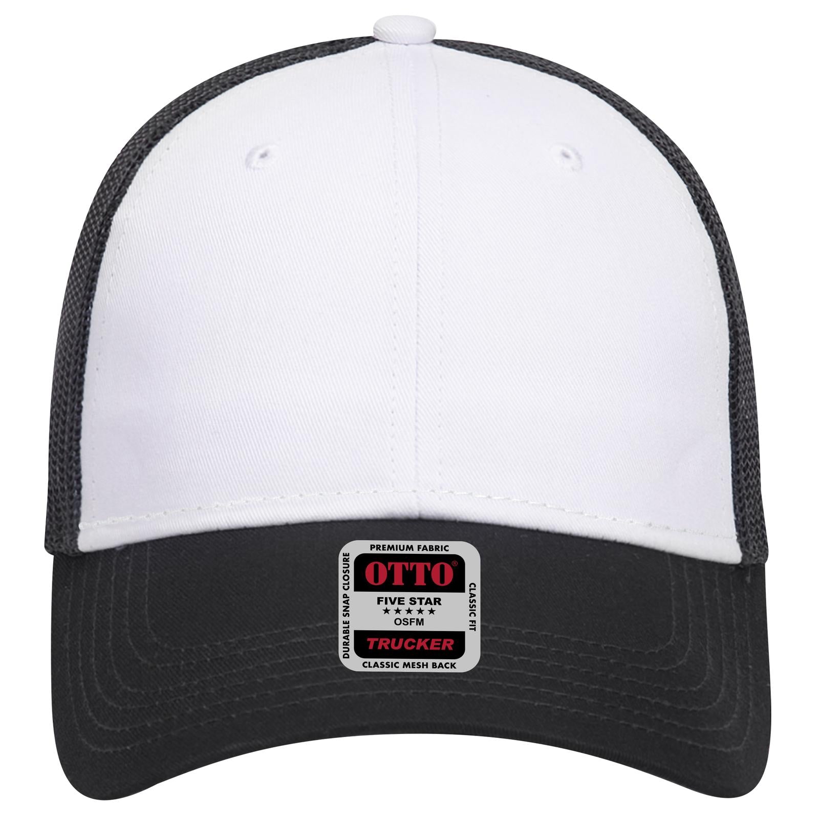 Right View of 031603 - Blk/Wht/Blk OTTO CAP 6 Panel Low Profile Mesh Back Trucker Hat