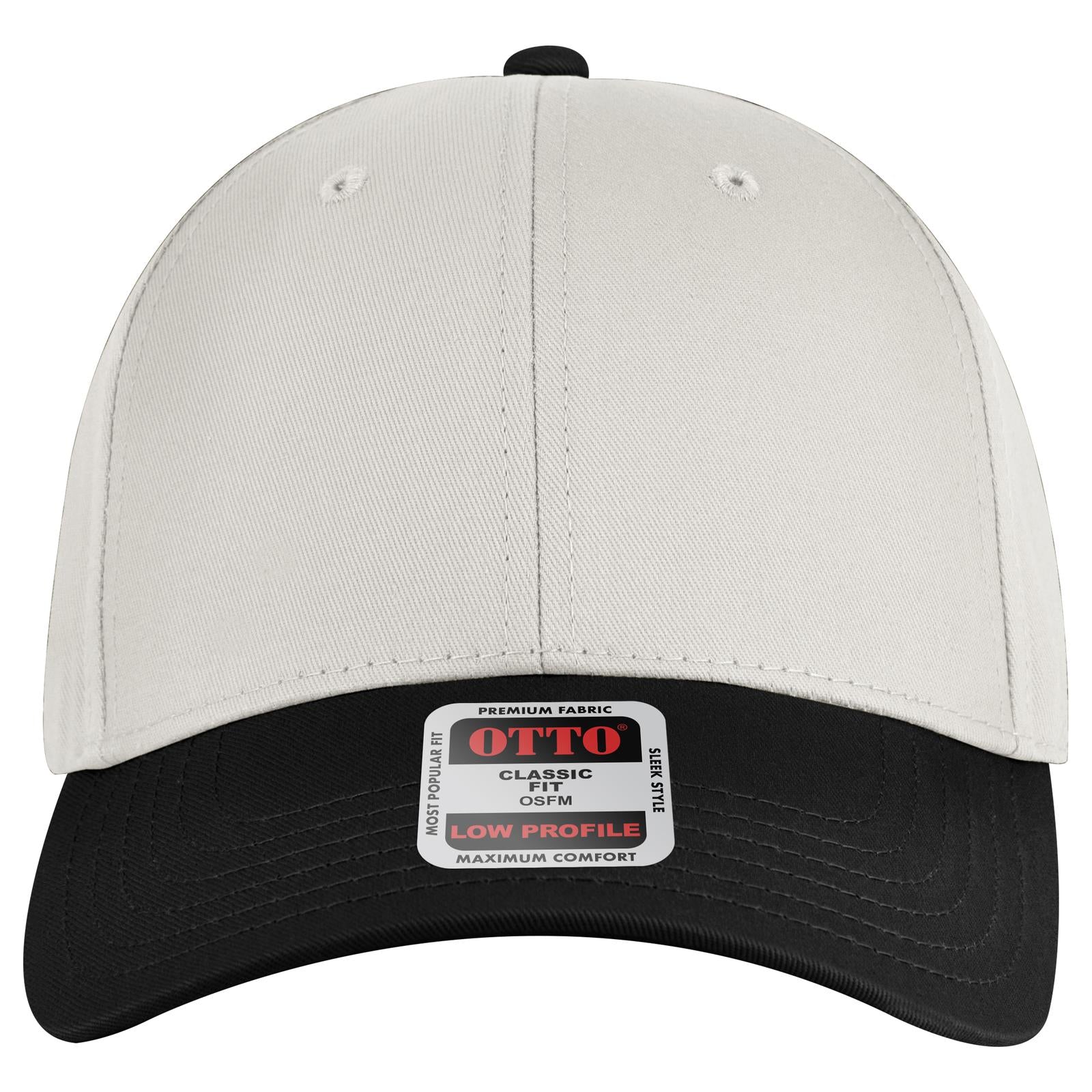 Right View of 031616 - Blk/Wht/Wht OTTO CAP 6 Panel Low Profile Baseball Cap