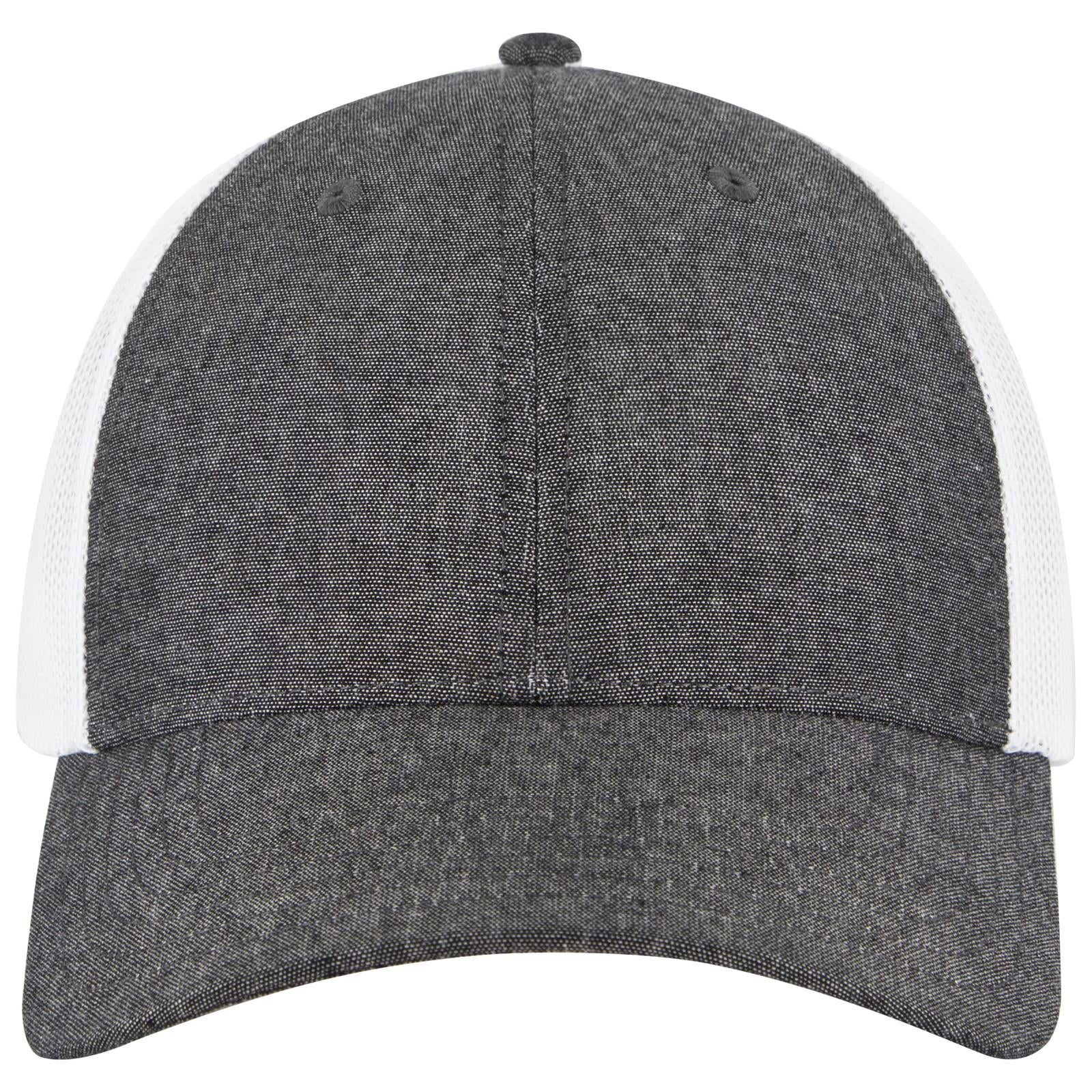 Right View of 0316X - Blk/Wht OTTO CAP 6 Panel Low Profile Mesh Back Trucker Hat