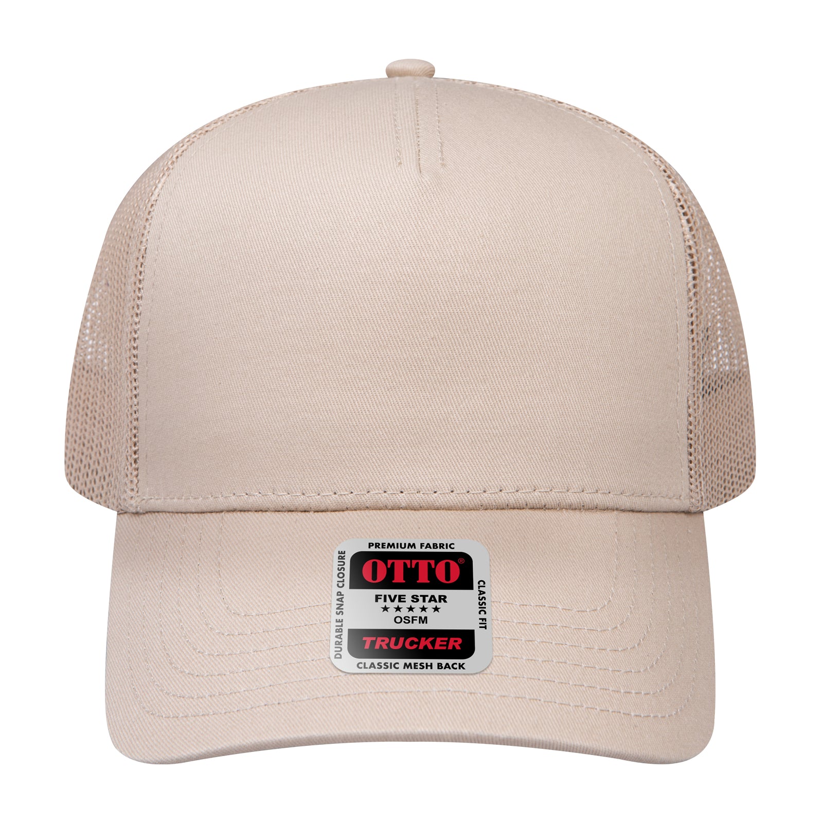 Right View of 032 - Khaki OTTO CAP 5 Panel Low Profile Mesh Back Trucker Hat
