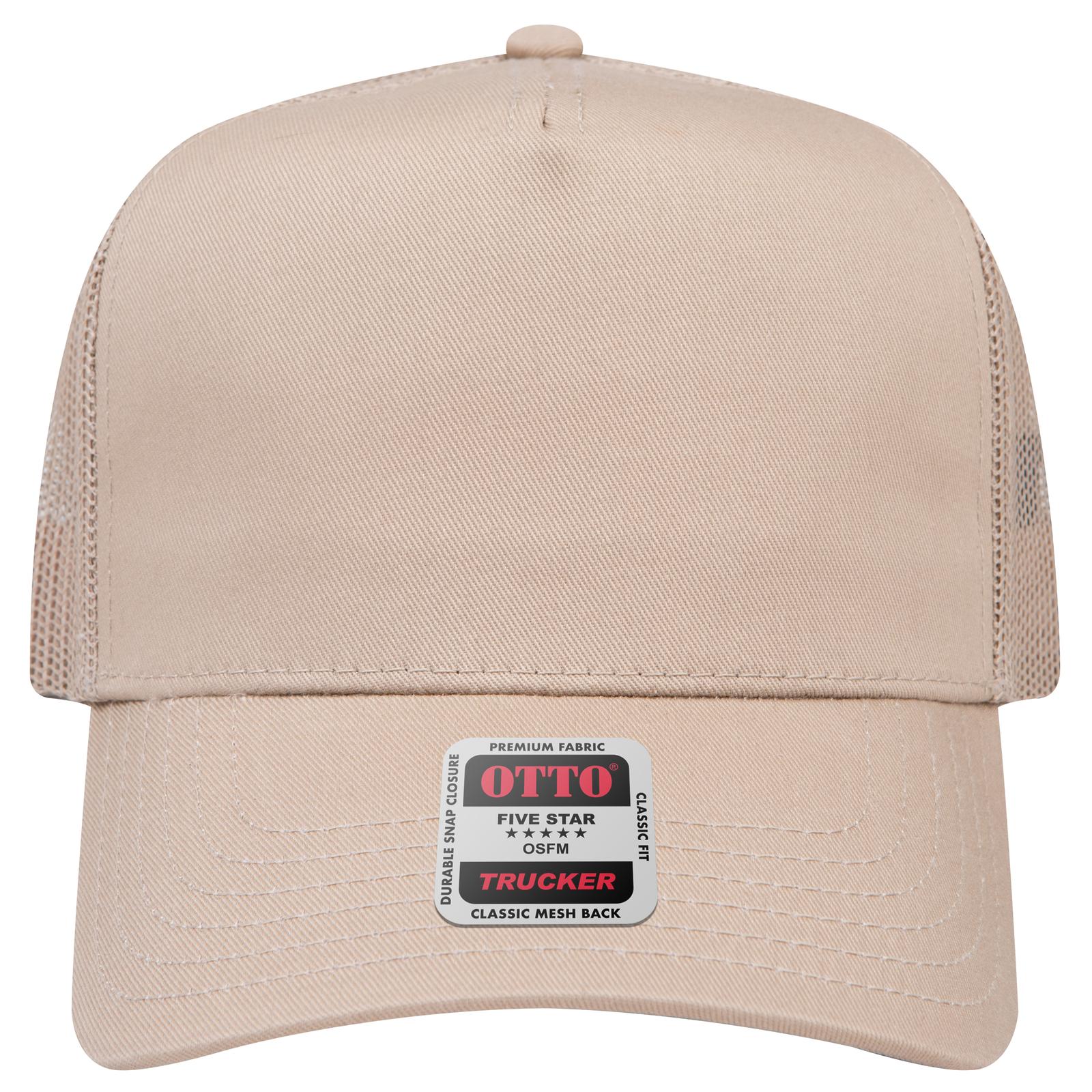 Right View of 032 - Khaki OTTO CAP 5 Panel Mid Profile Mesh Back Trucker Hat