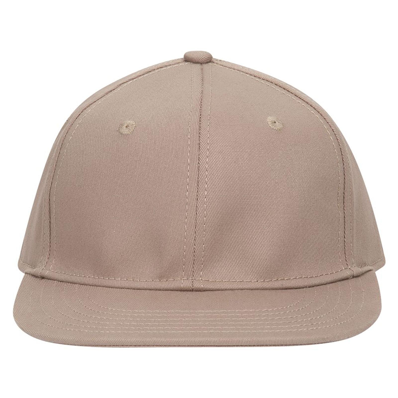 Front View of 032 - Khaki OTTO CAP "OTTO FLEX" Fitted 6 Panel Mid Profile Flat Visor Baseball Cap