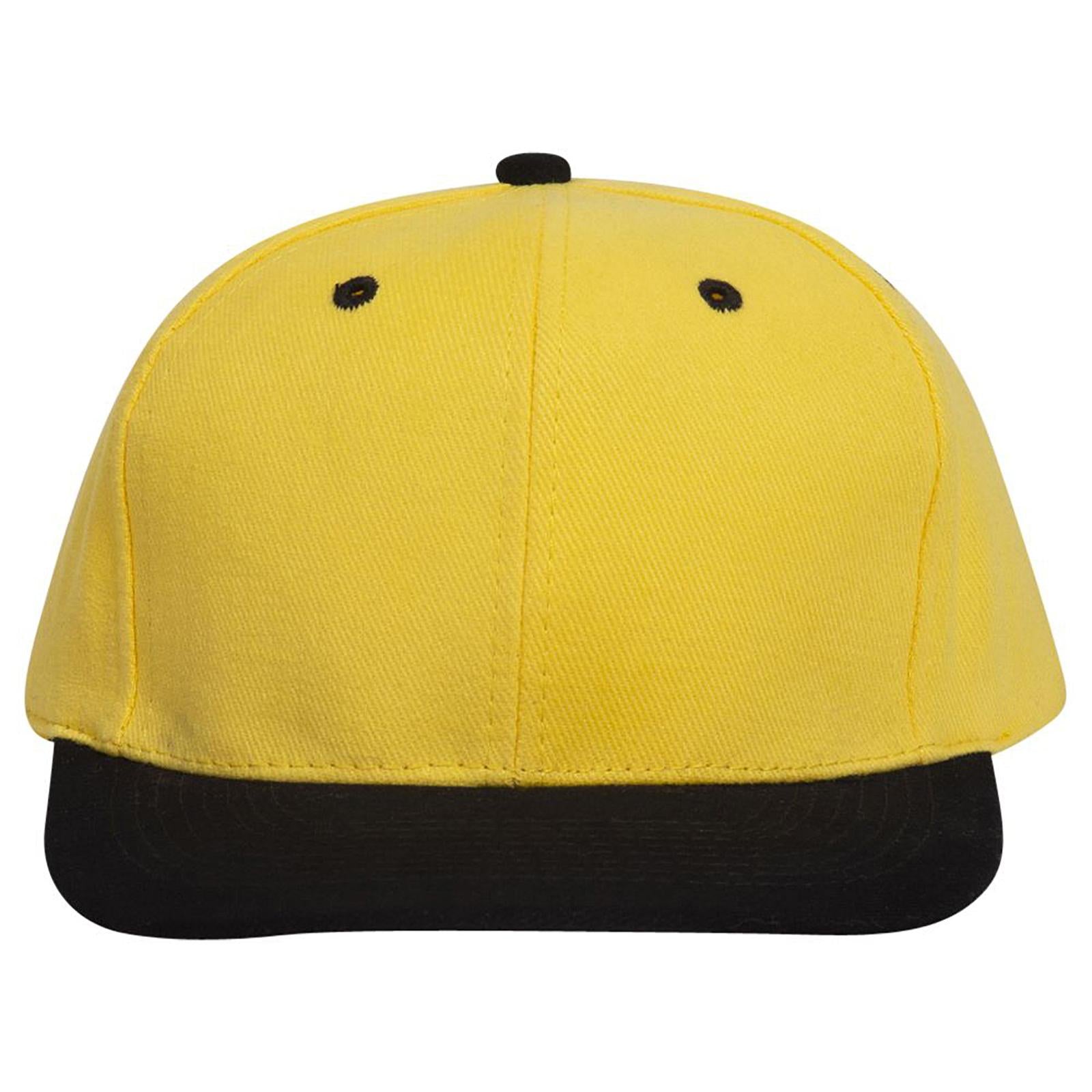 Front View of 0320 - Blk/Yel OTTO CAP 6 Panel Mid Profile Baseball Cap