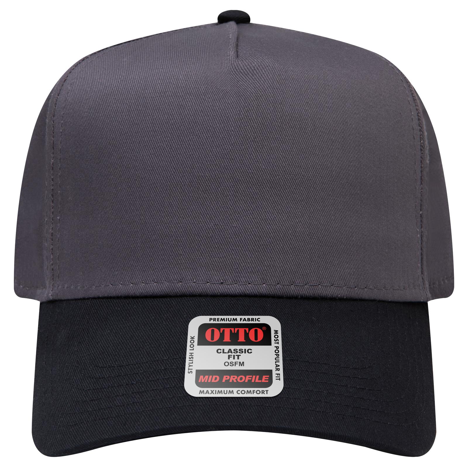 Right View of 0325 - Blk/Ch.Gry OTTO CAP 5 Panel Mid Profile Baseball Cap