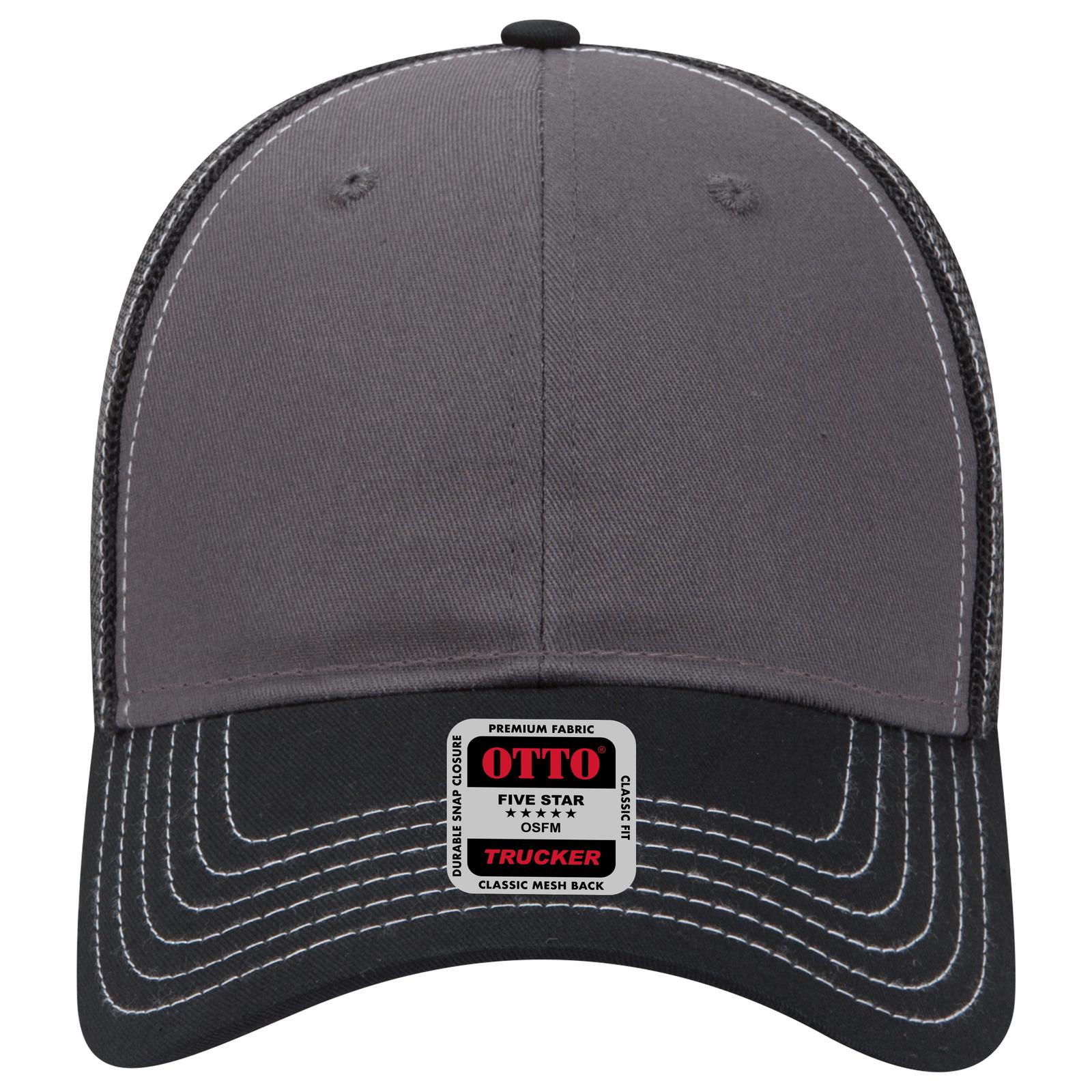 Right View of 032503 - Blk/Ch.Gry/Blk OTTO CAP 6 Panel Low Profile Mesh Back Trucker Hat